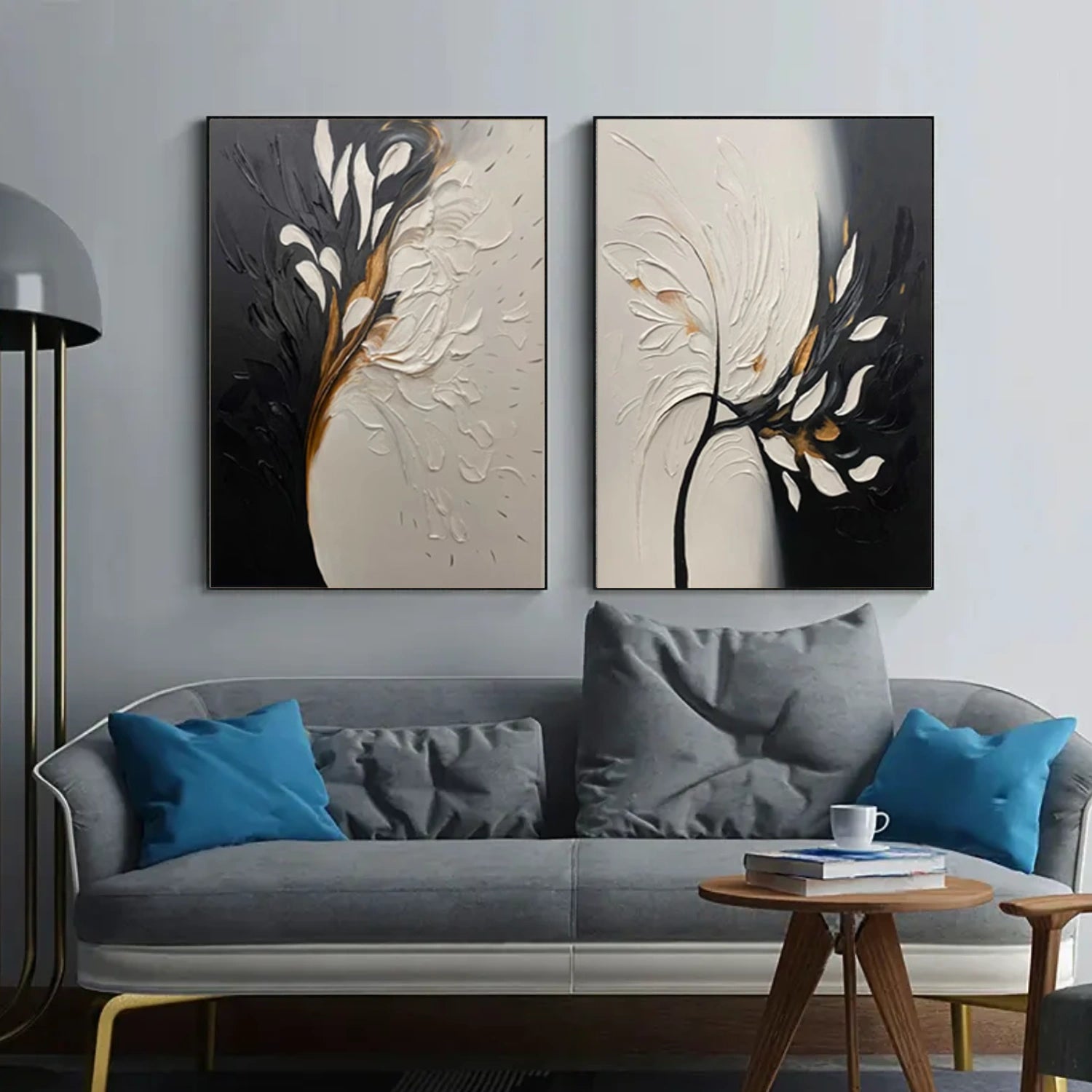 Tree And Flower Abstract Textured  Wall Art Set of 2 #TF131
