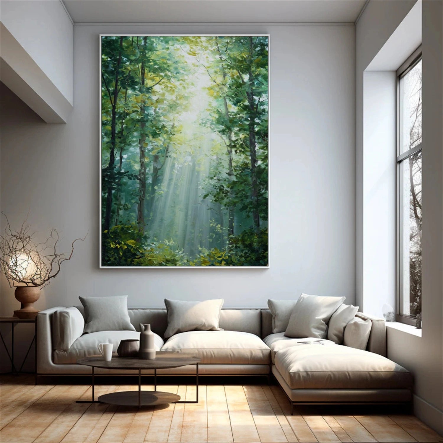 Green Tree And Flower Abstract Wall Art #TF136