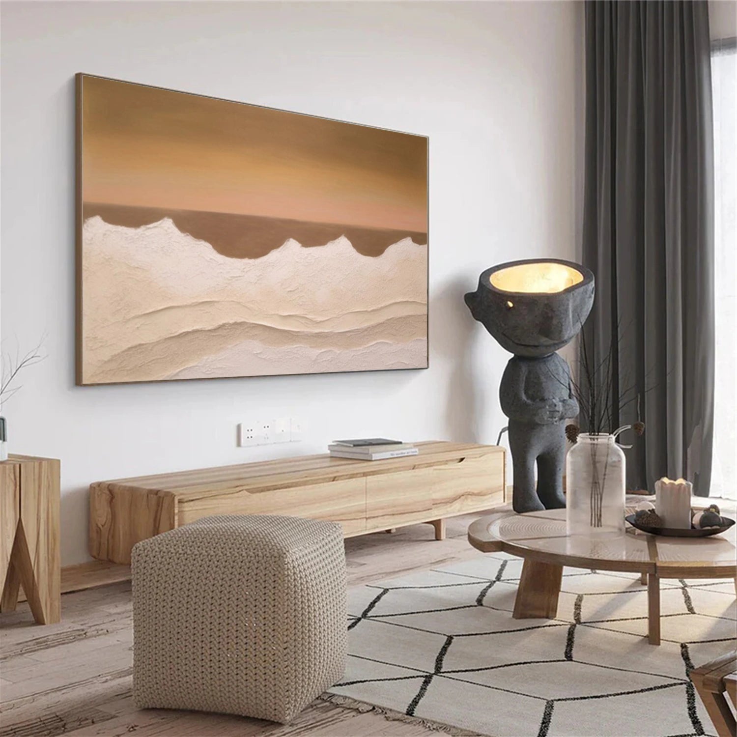 Sky And Ocean Abstract Textured Wall Art #SO408