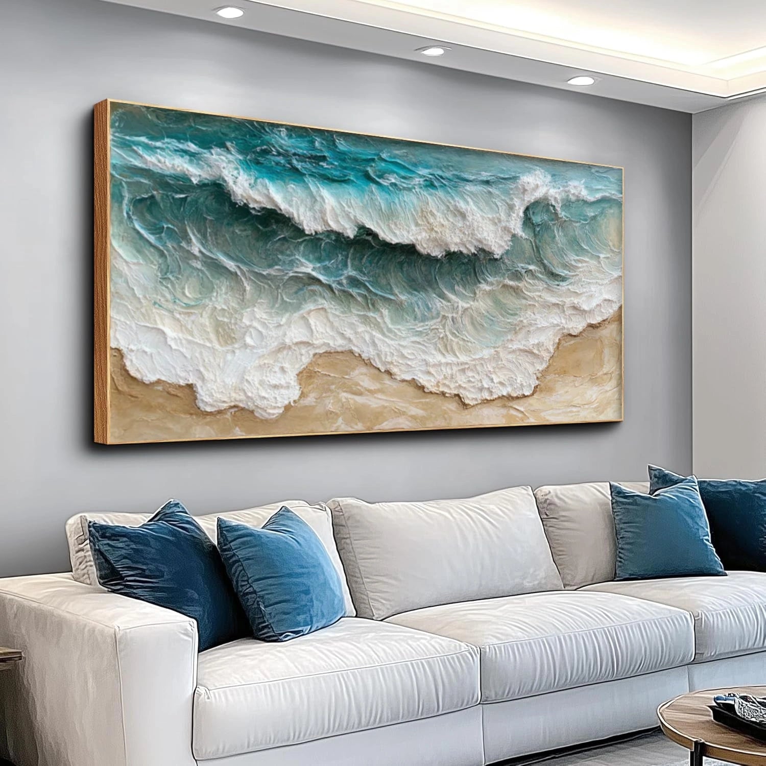 Sky And Ocean Abstract Textured Wall Art #SO367