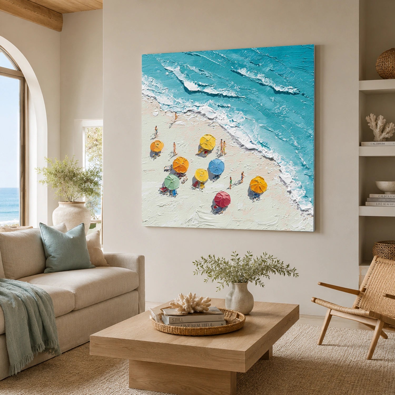Sky And Ocean Abstract Textured Wall Art #SO420