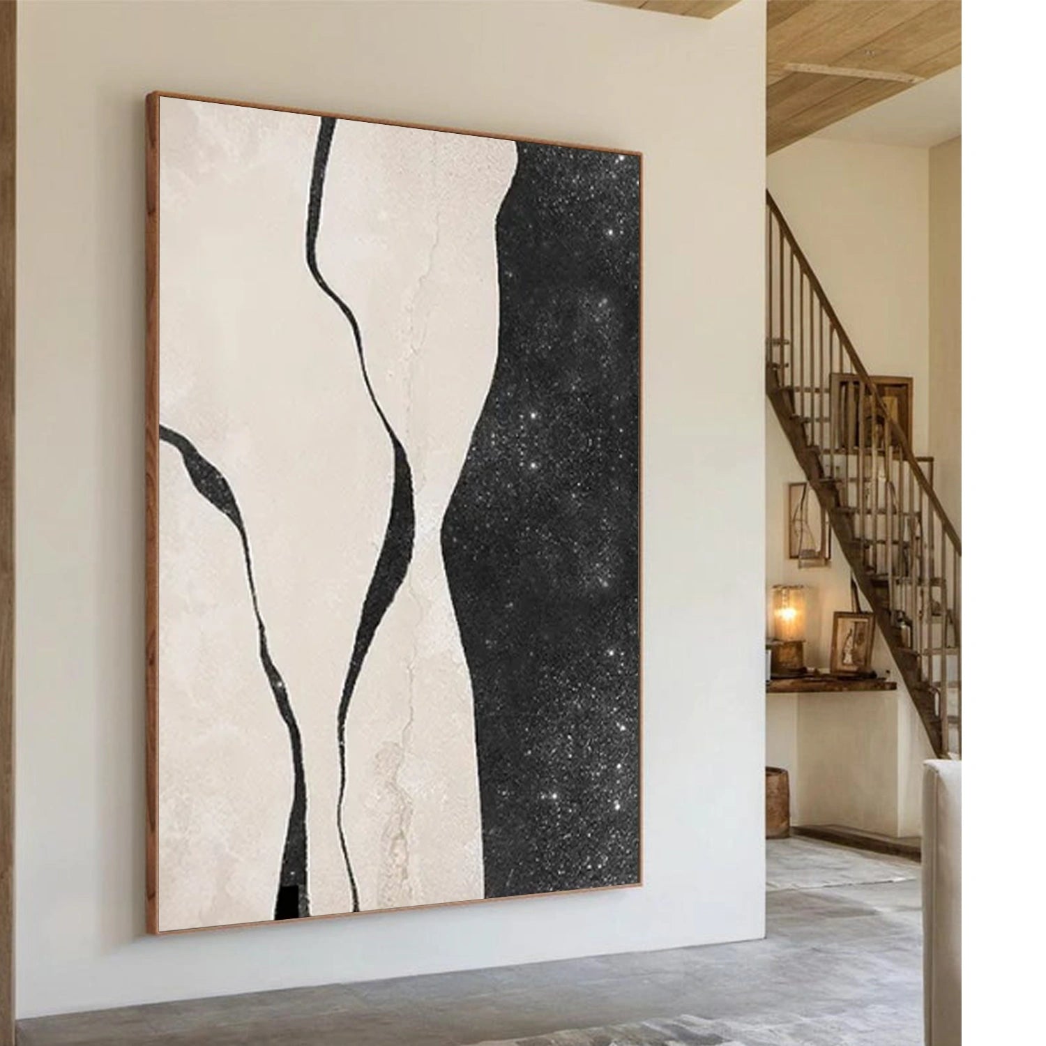 Black and Beige Abstract Wall Art #AW224
