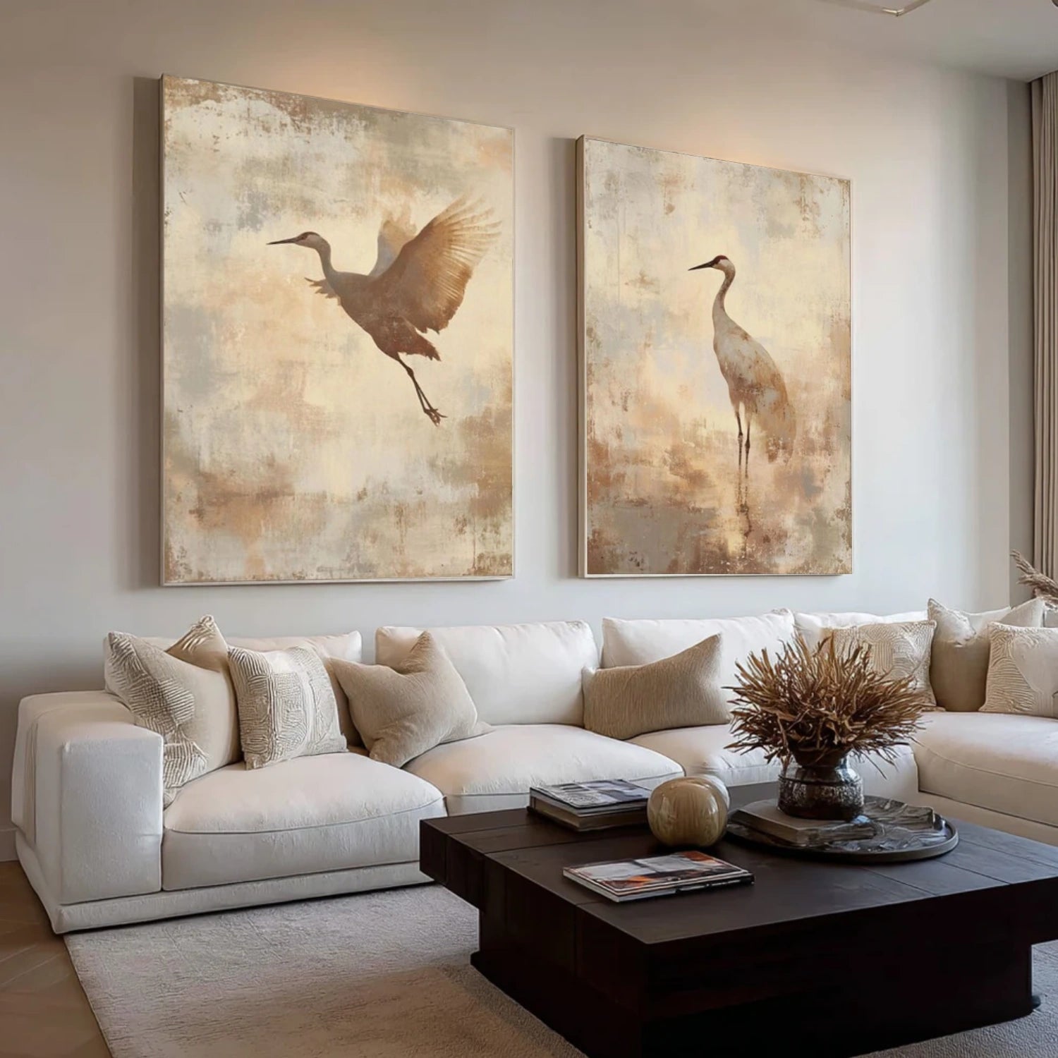 Abstract Animal Art Crane Wall Art Set of 2 #AT056