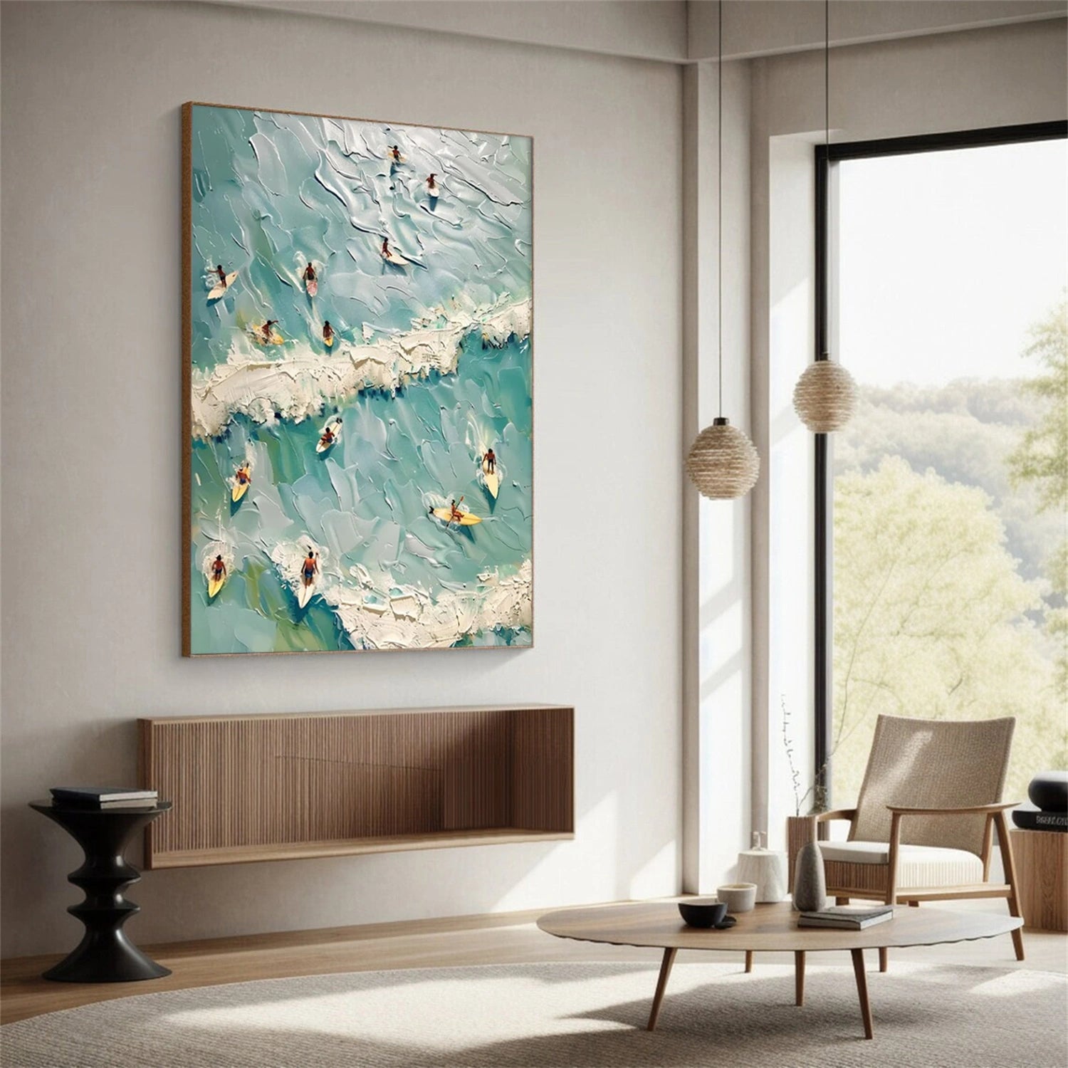 Surfing Sport Textured Wall Art #BA060