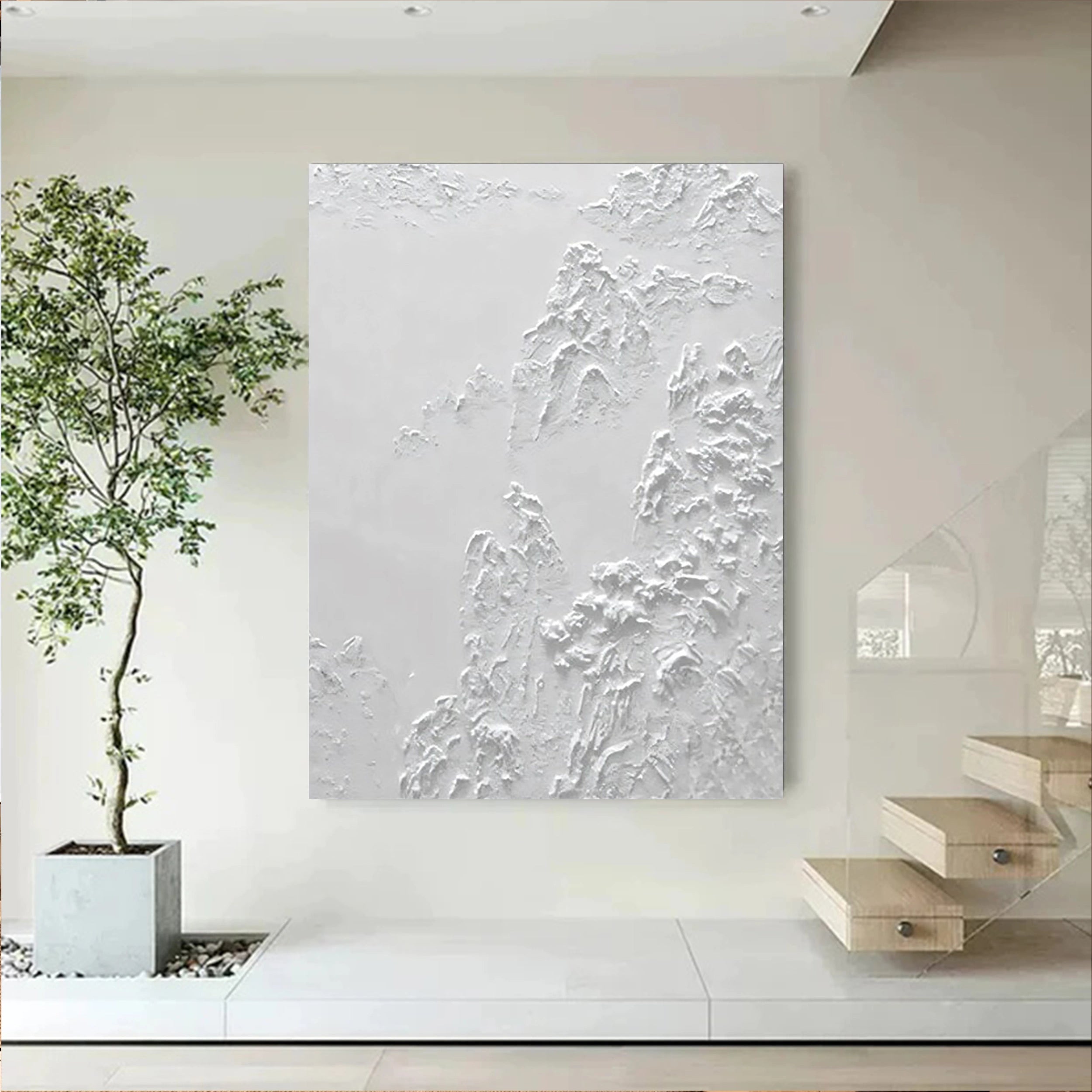 White Textured Minimalist Wall Art #WT065
