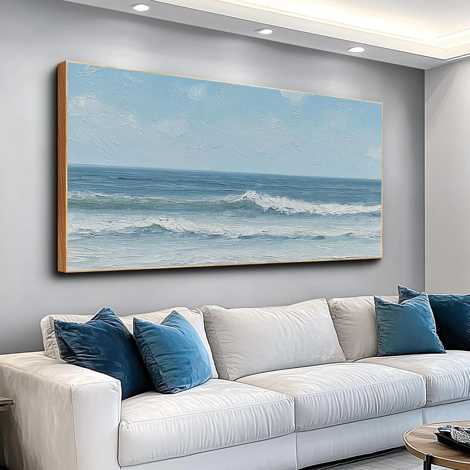 Sky And Ocean Abstract Textured Wall Art #SO381