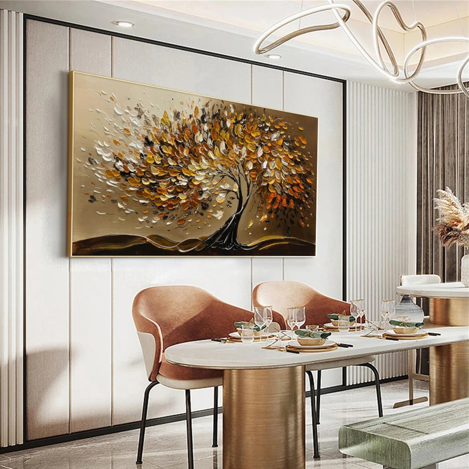 Tree And Flower Abstract Textured  Wall Art #TF196