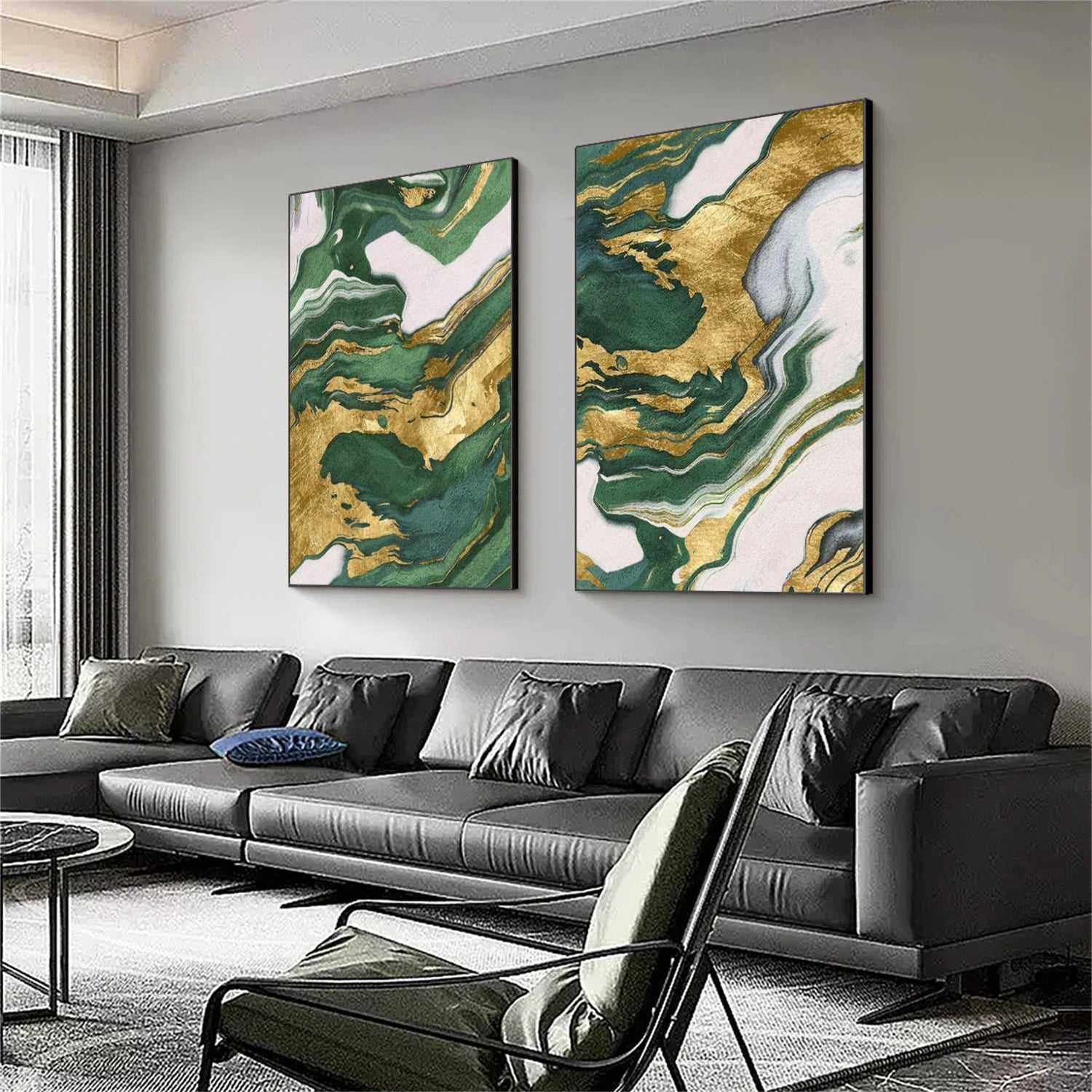 Green Abstract Wall Art Set of 2 #AW175