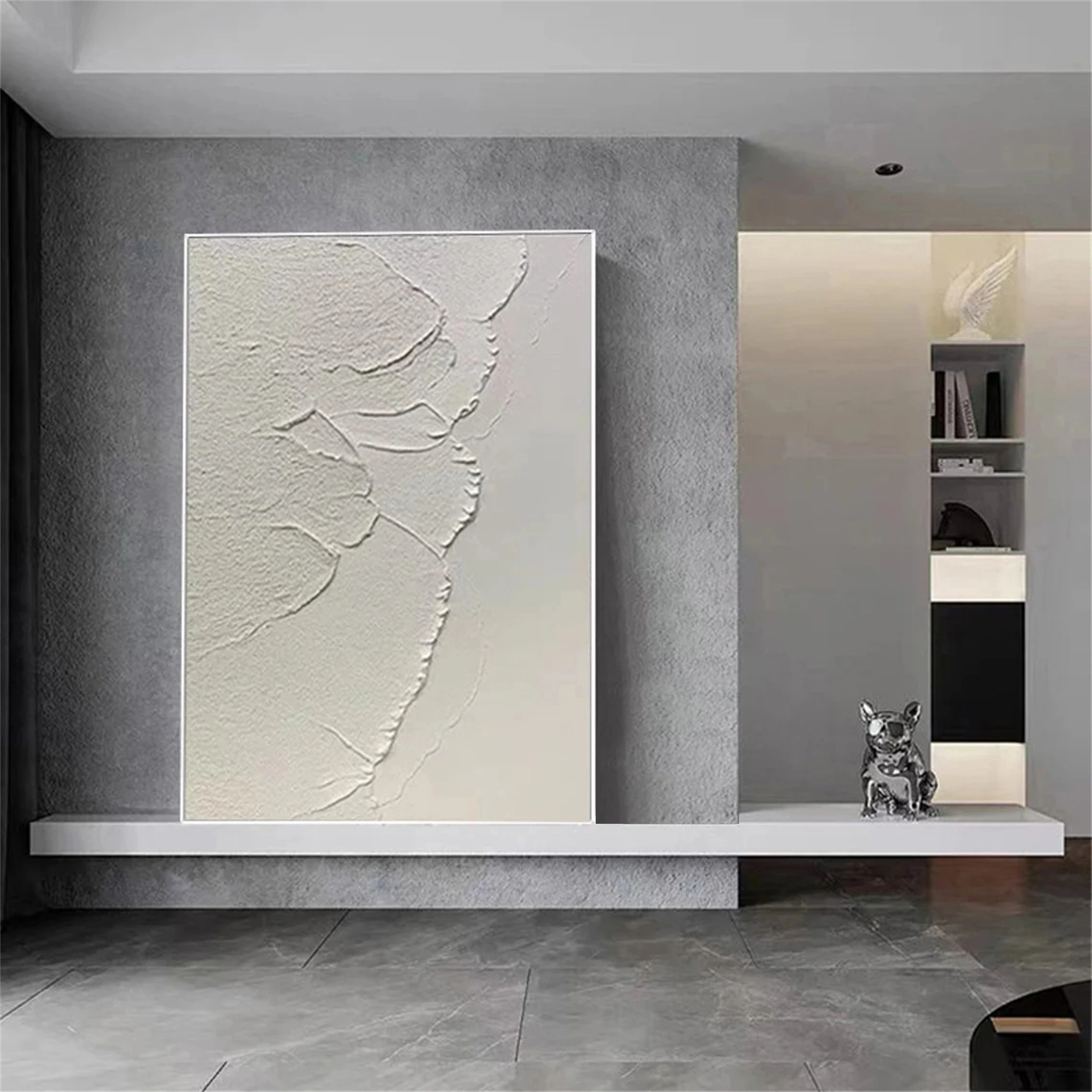 White Textured Minimalist Wall Art #WT074