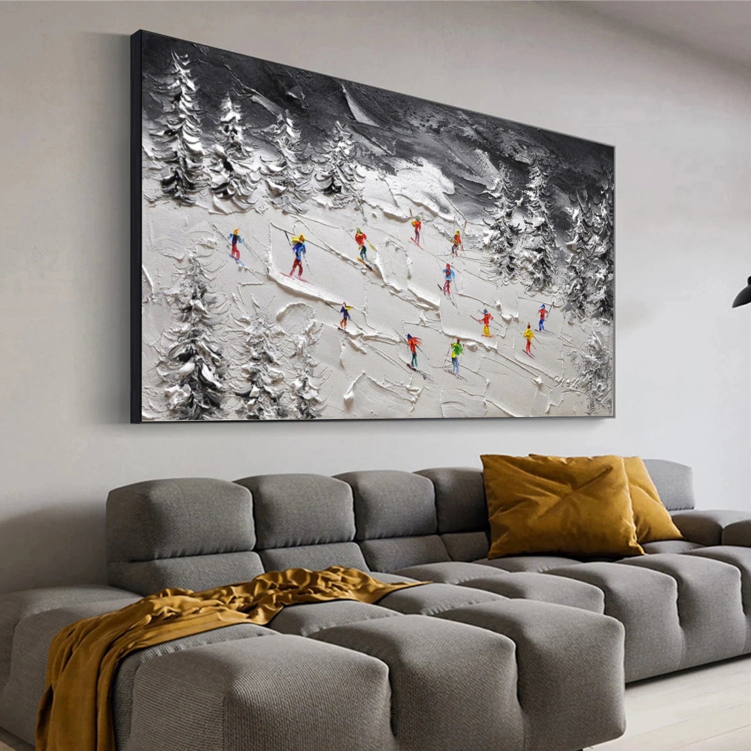 Skiing Sport Textured Wall Art #BA029