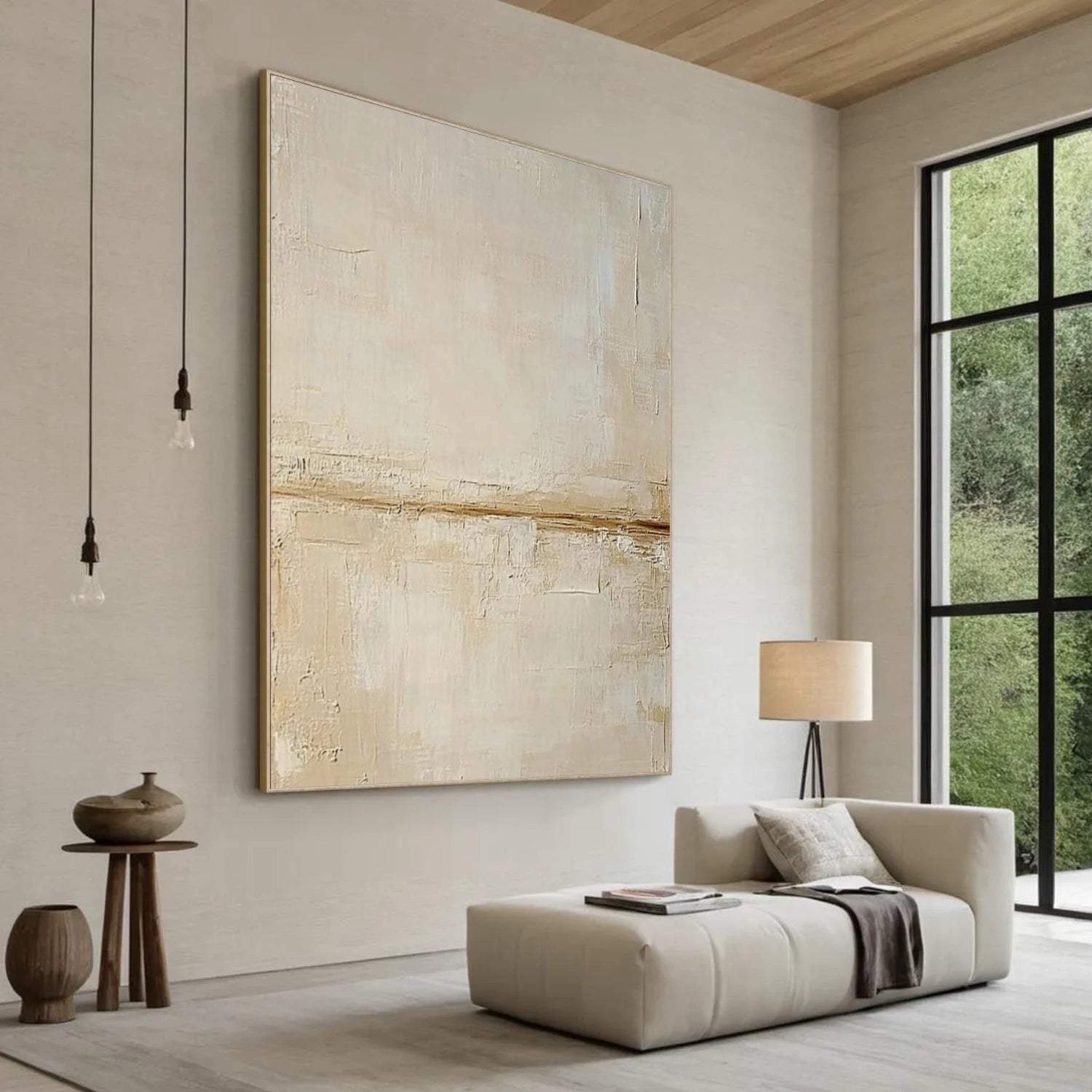 Beige and Brown Wabi Sabi Abstract Canvas Art #WA218