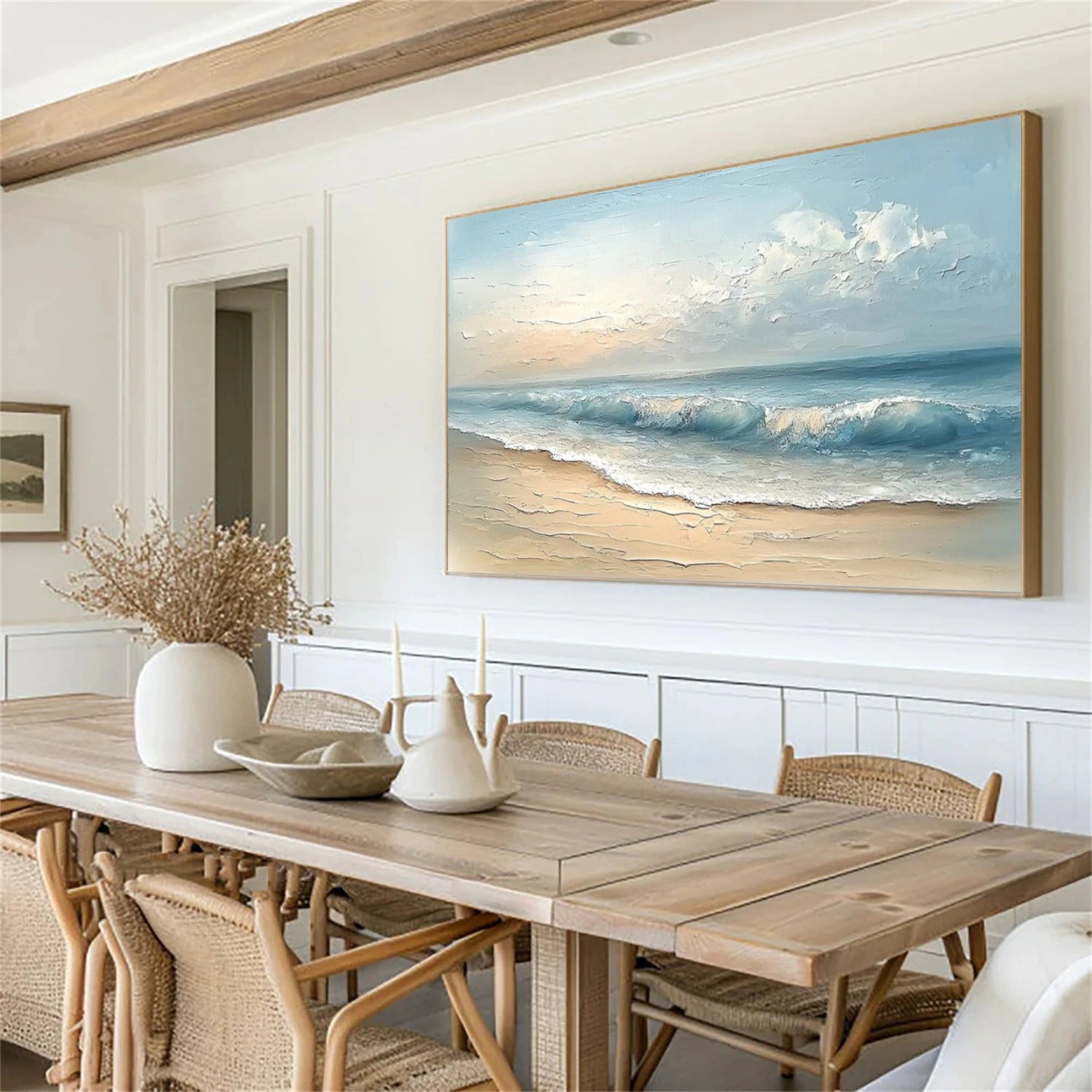 Sky And Ocean Abstract Textured Wall Art #SO348