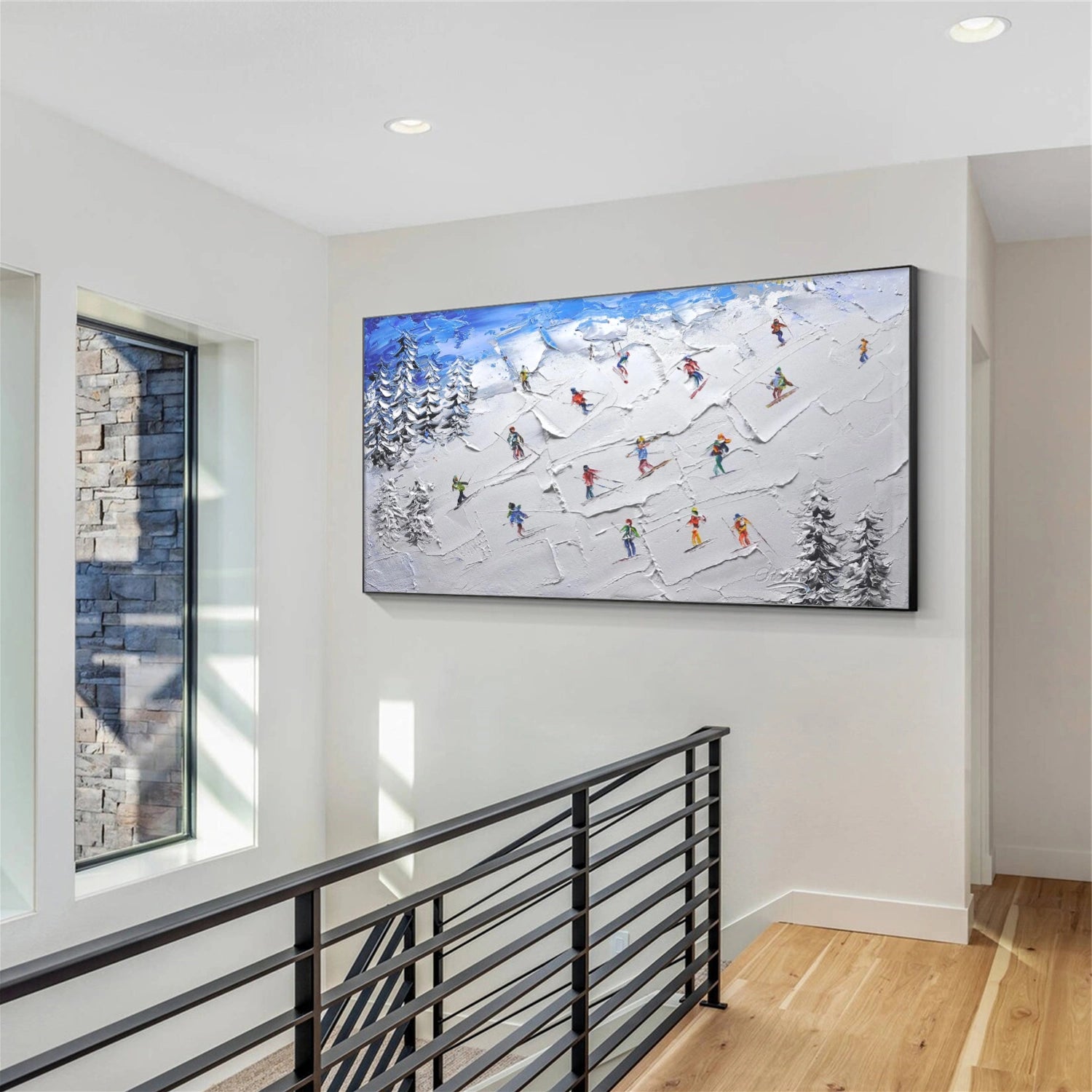 Skiing Sport Textured Wall Art #BA028