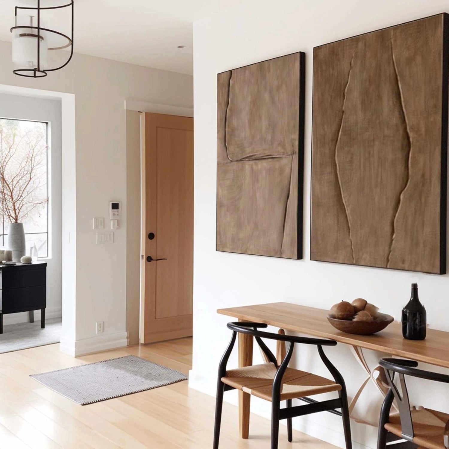 Brown Textured Minimalist Wall Art Set of 2 #BM038