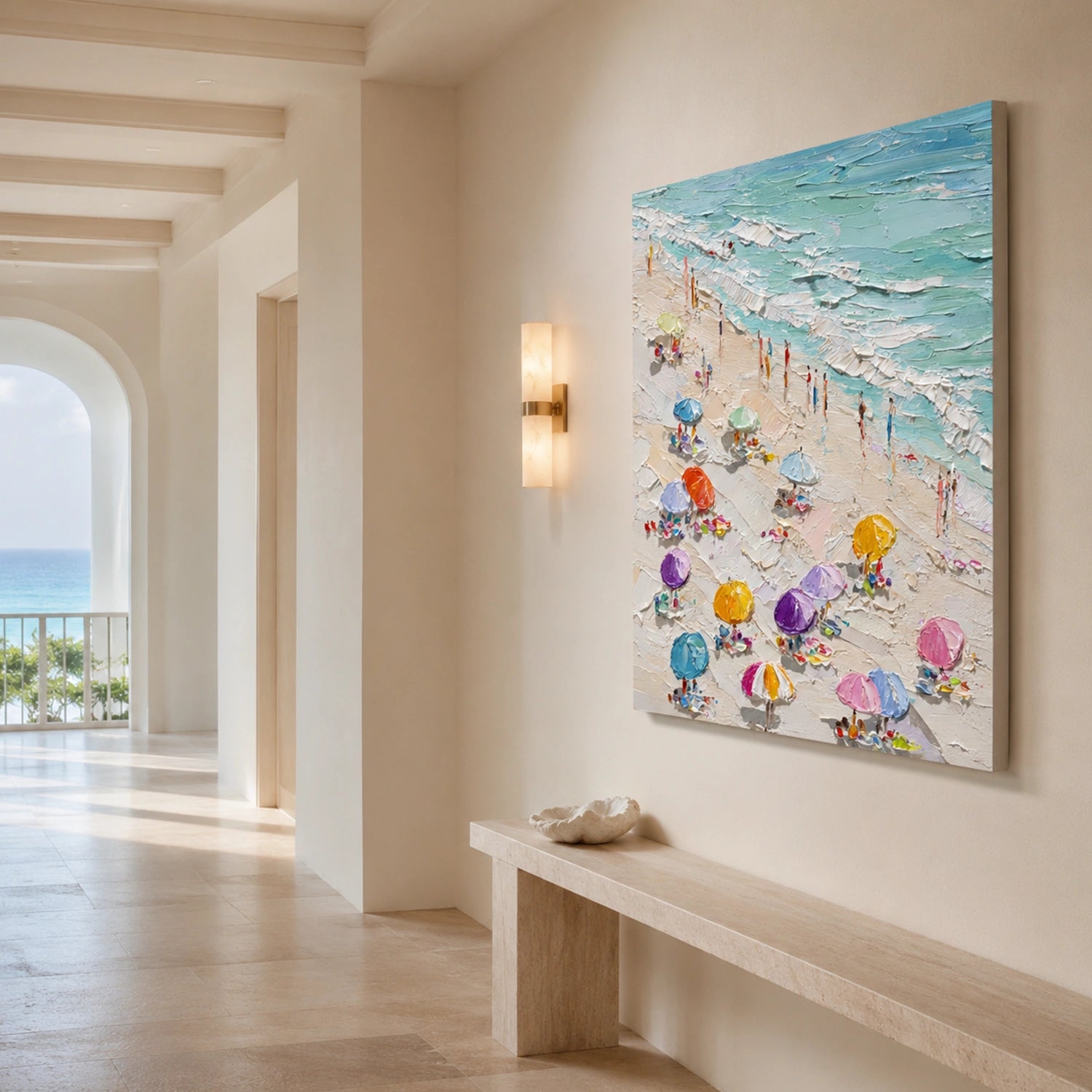 Sky And Ocean Abstract Textured Wall Art #SO422