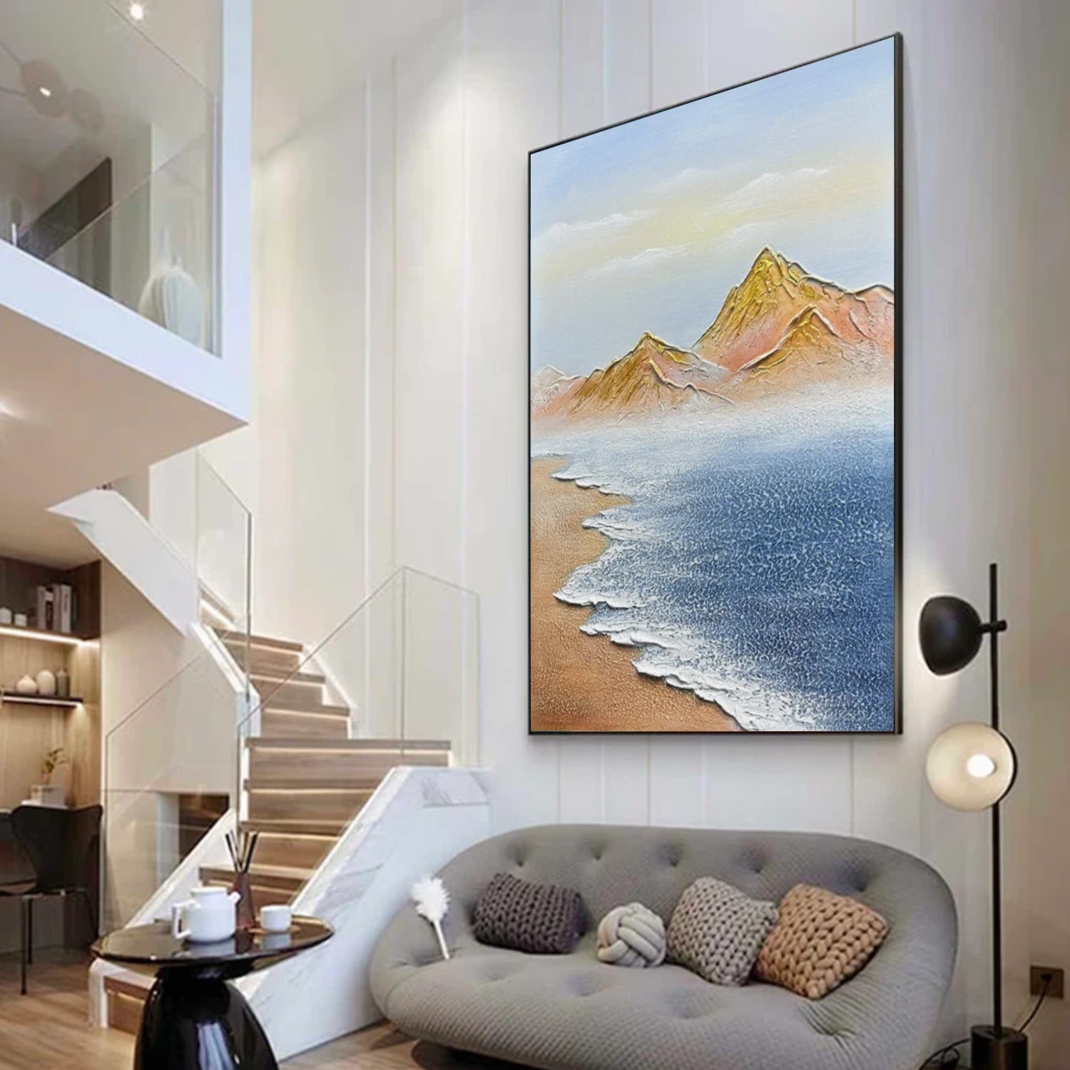 Sky And Ocean Abstract Textured Wall Art #SO302