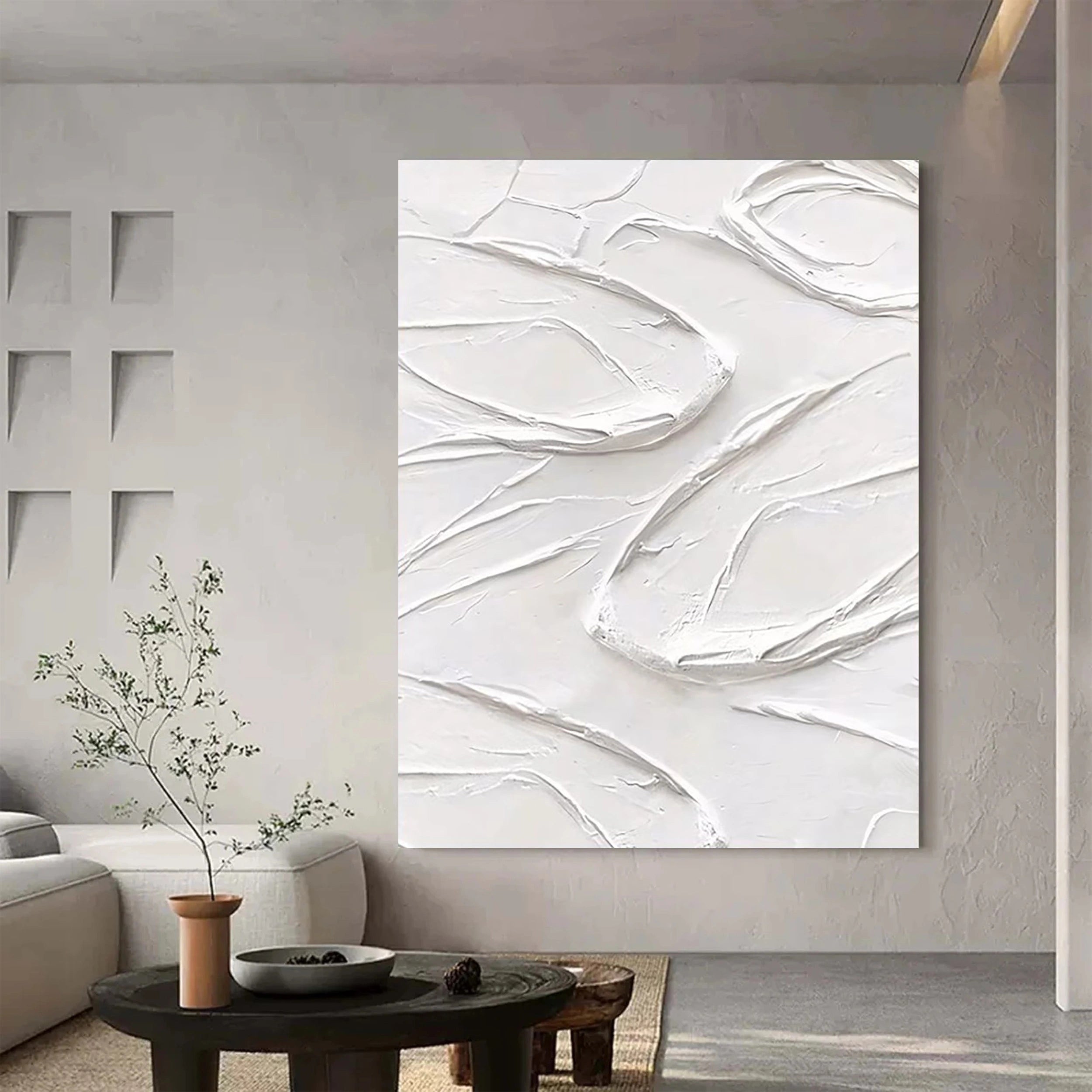White Textured Minimalist Wall Art #WT067