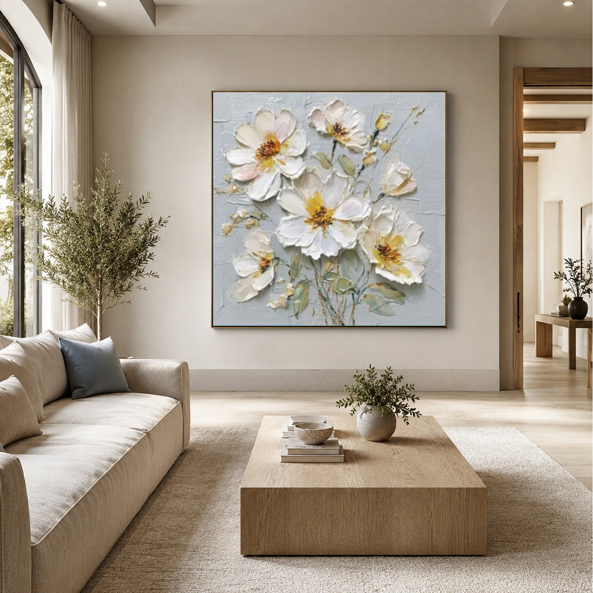 Tree And Flower Abstract Textured Wall Art #TF240
