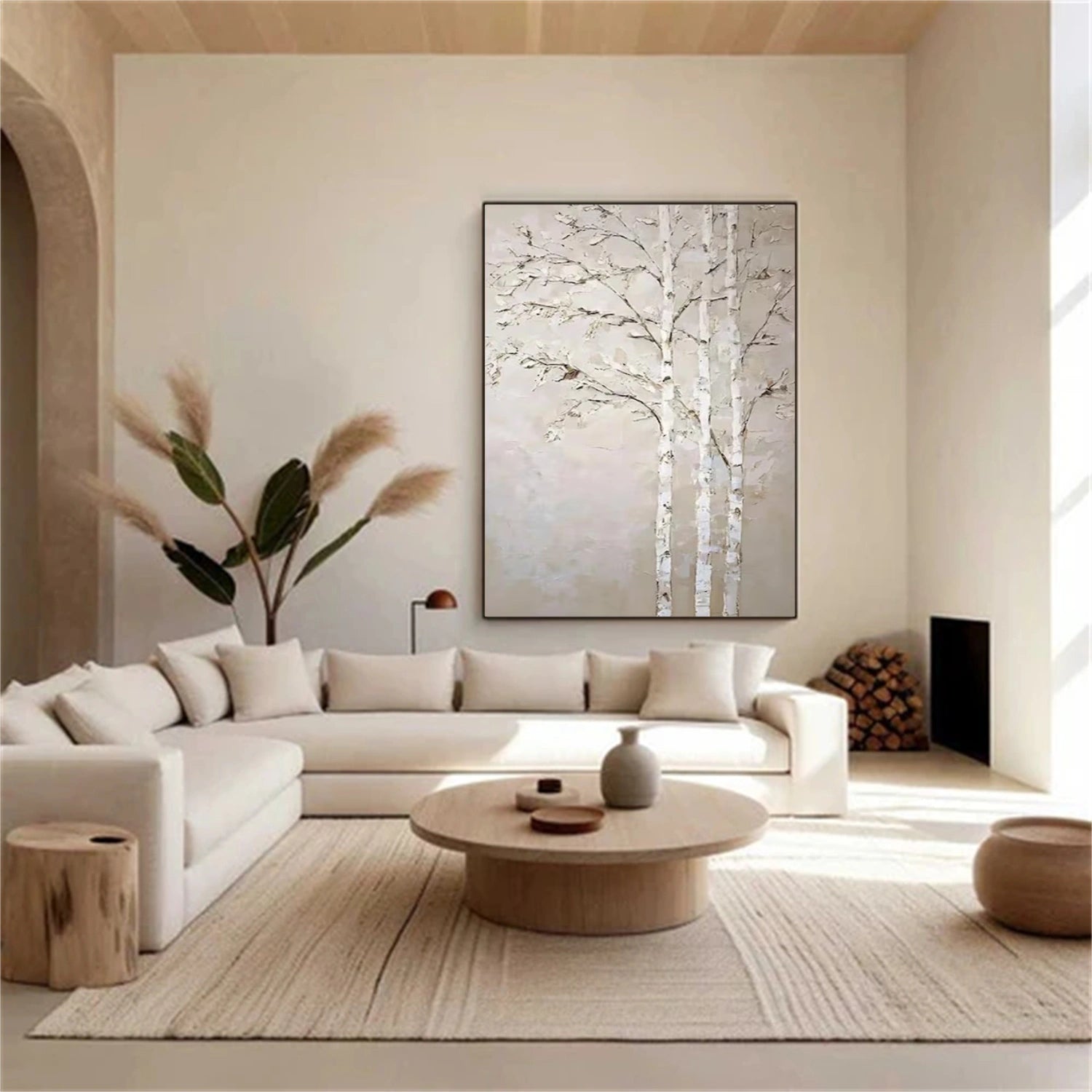 Tree And Flower Abstract Textured Wall Art #TF172