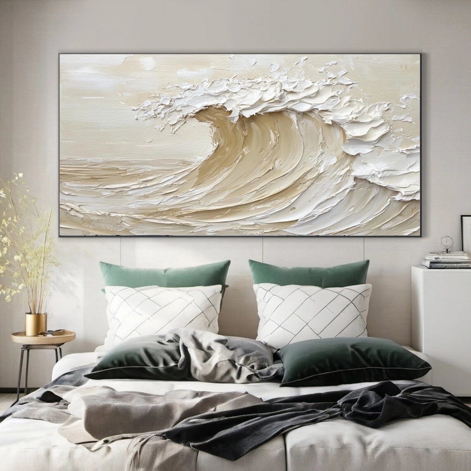 Beige & Brown Sky And Ocean Painting #SO164