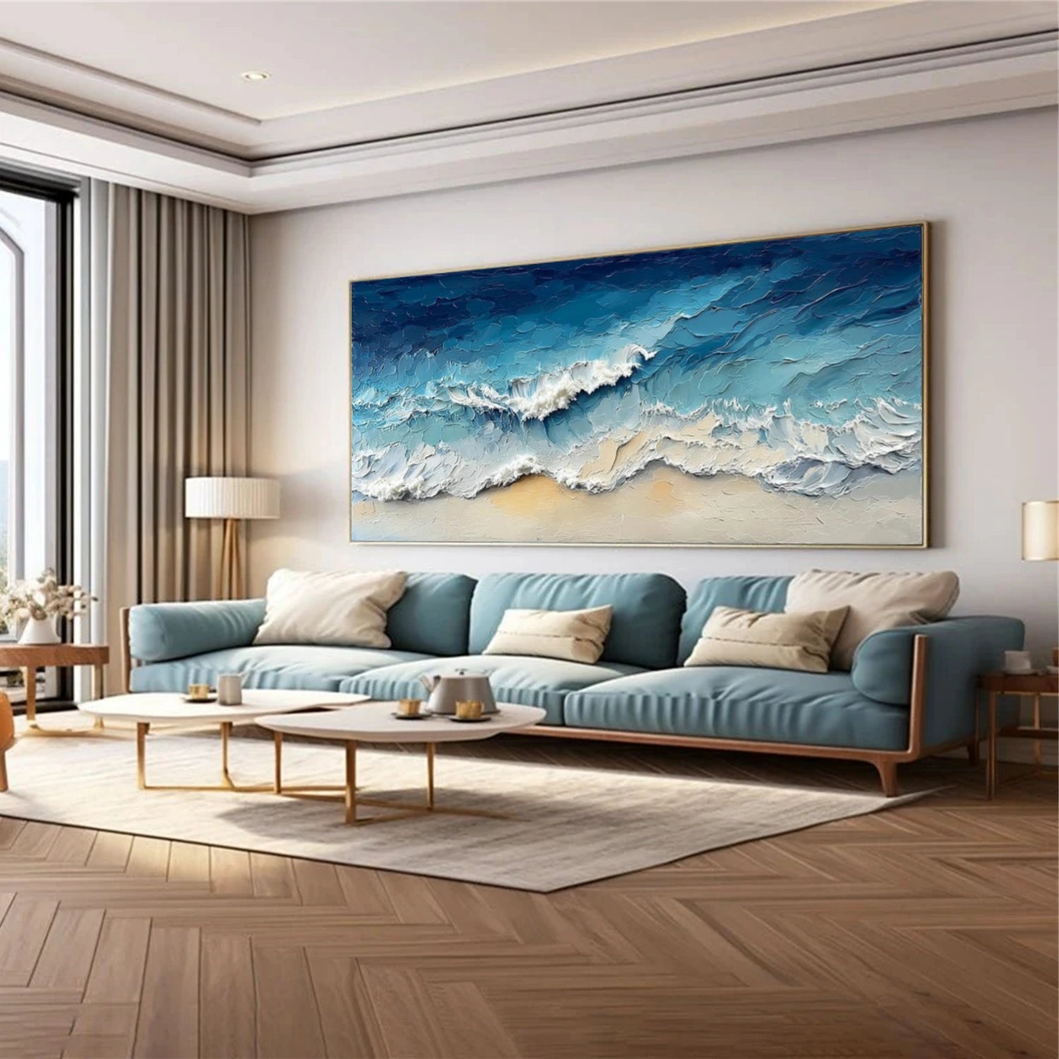 Sky And Ocean Abstract Textured Wall Art #SO376