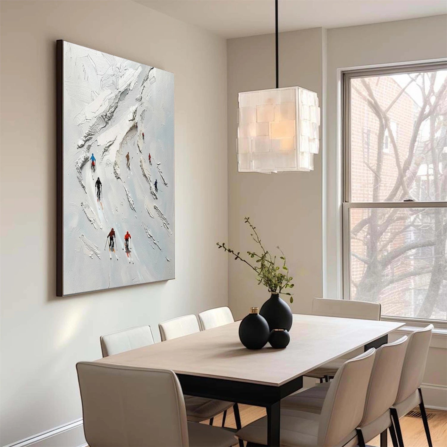 Skiing Sport Textured Wall Art #BA033