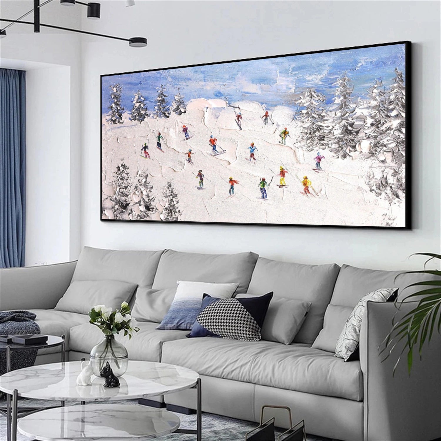 Skiing Sport Textured Wall Art #BA030