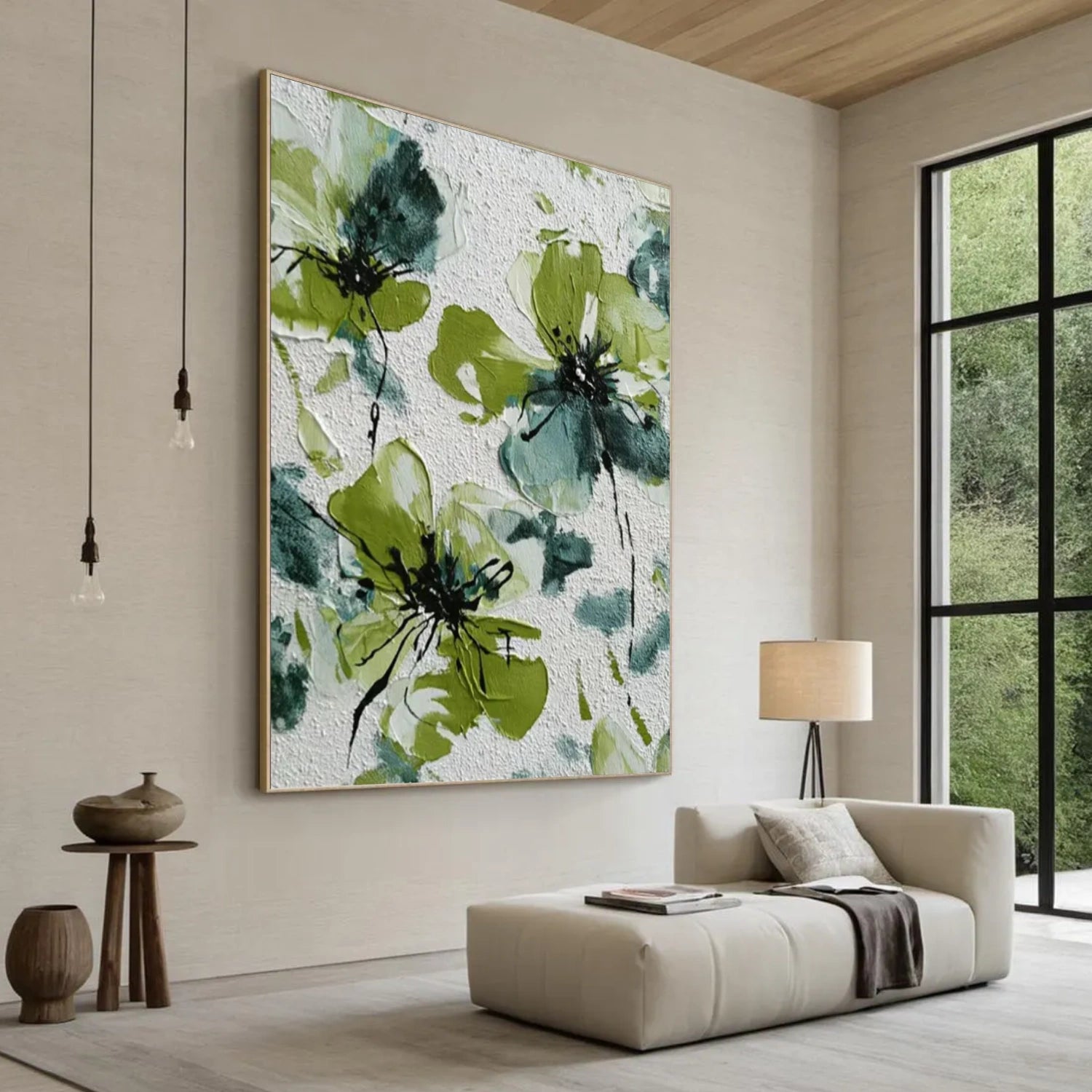 Tree And Flower Abstract Textured Wall Art #TF142