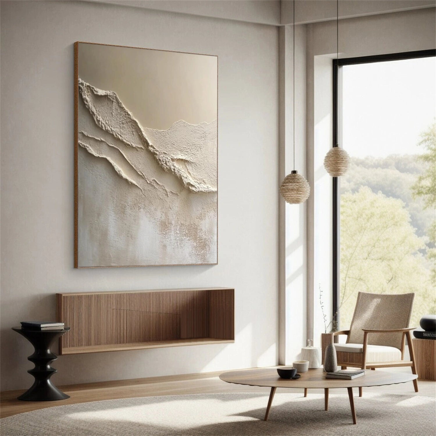 Sky And Ocean Abstract Textured Wall Art #SO330