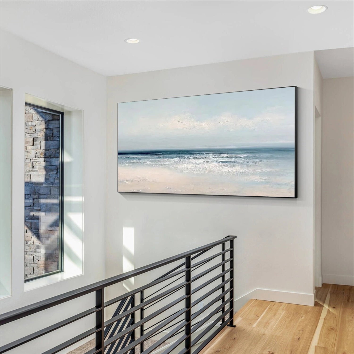 Sky And Ocean Abstract Textured Wall Art #SO383