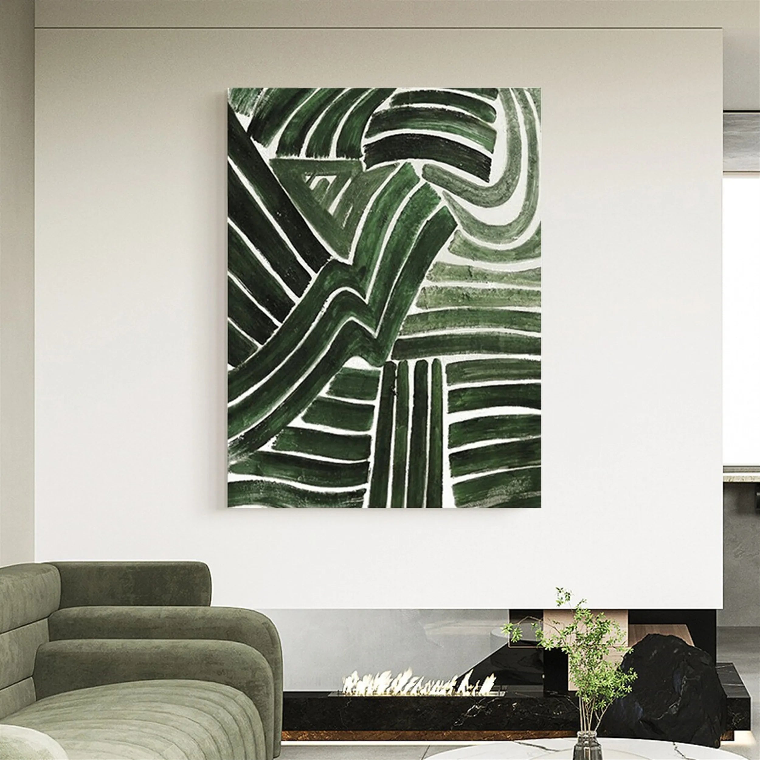 Green Textured Minimalist Wall Art #GT025