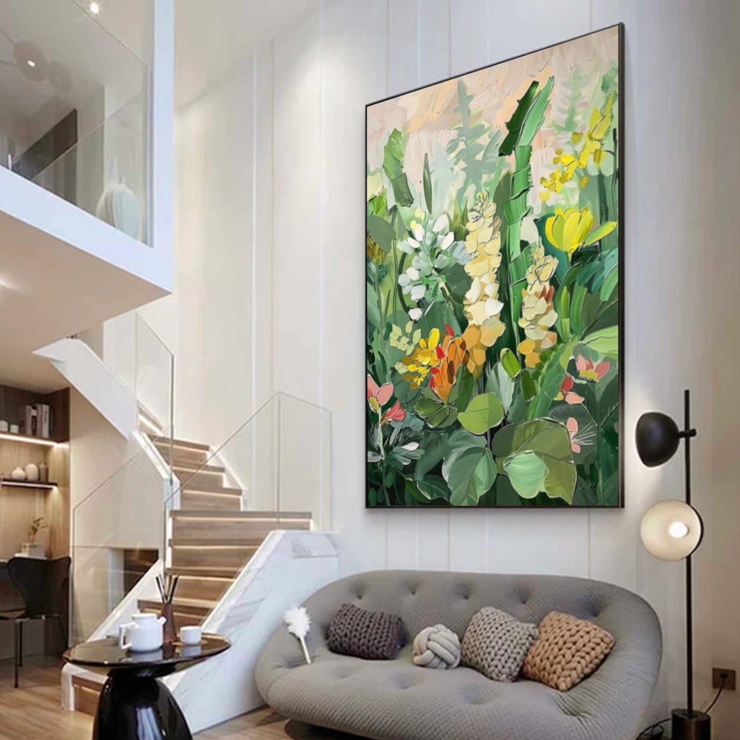 Tree And Flower Abstract Textured Wall Art #TF211
