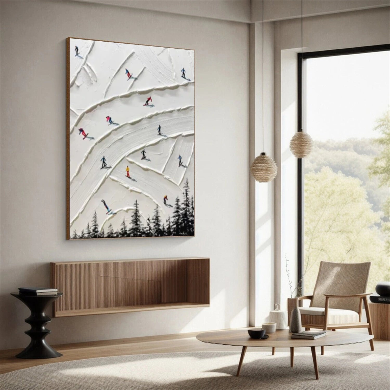 Skiing Sport Textured Wall Art #BA036