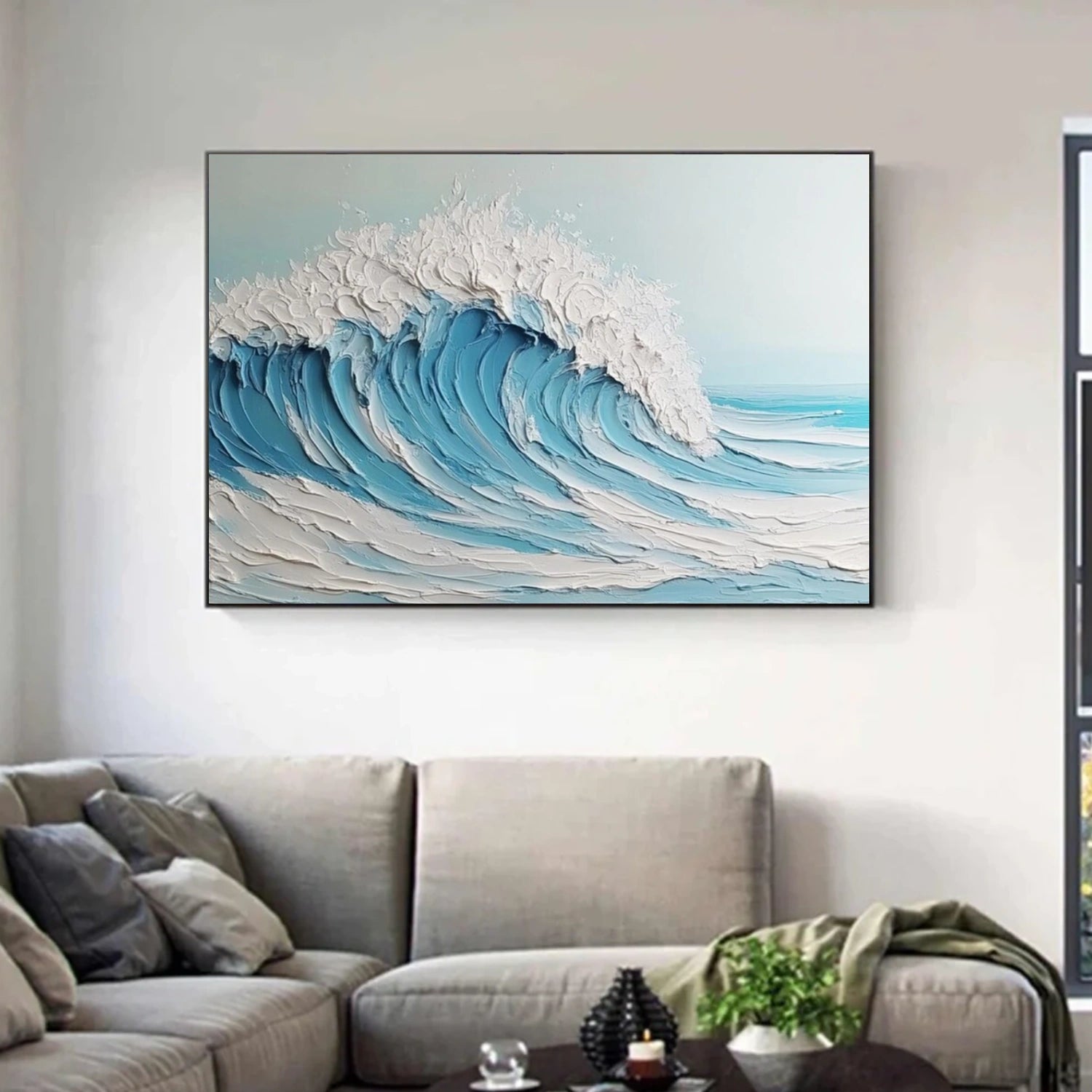 Sky And Ocean Abstract Textured Wall Art #SO297