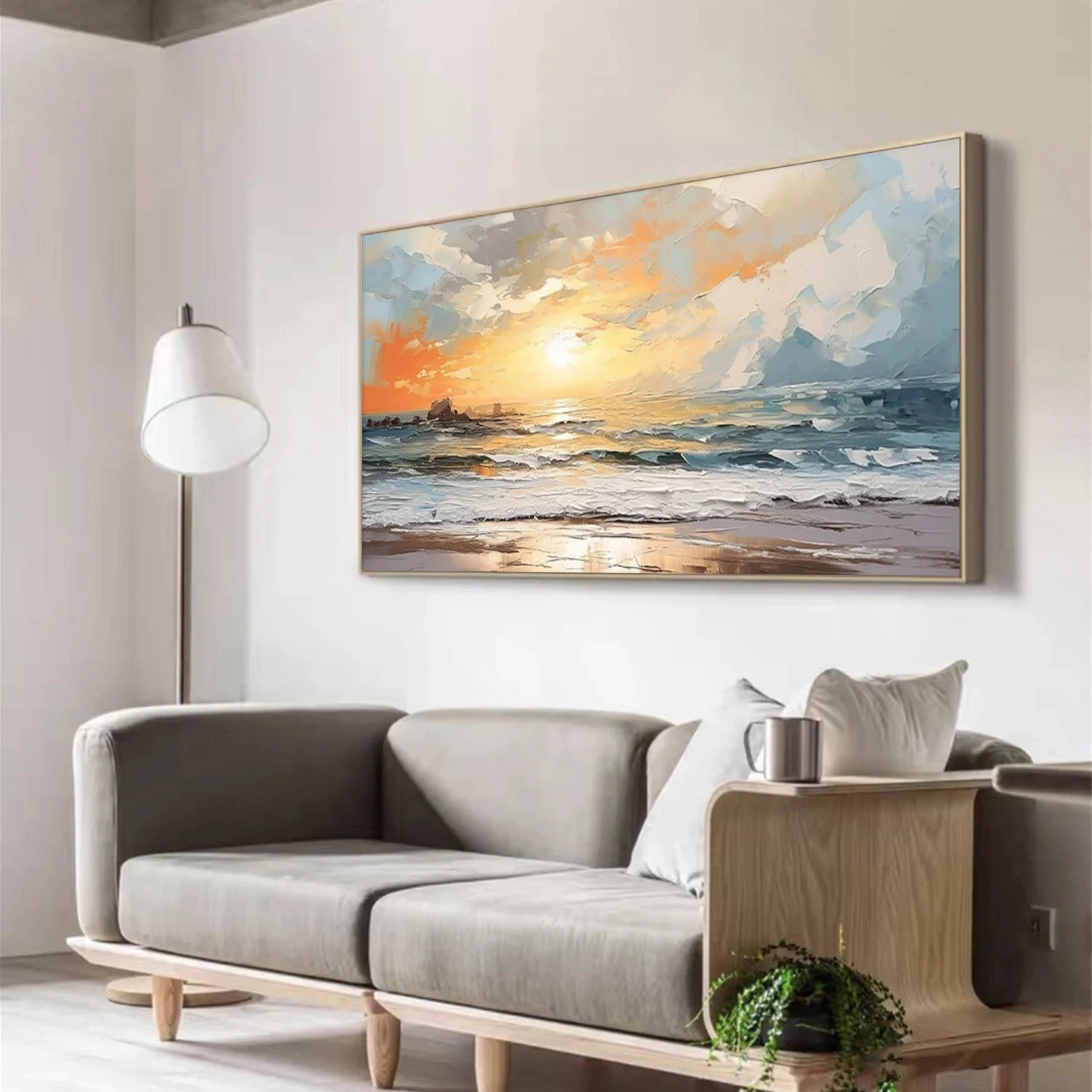 Sky And Ocean Abstract Textured Wall Art #SO291