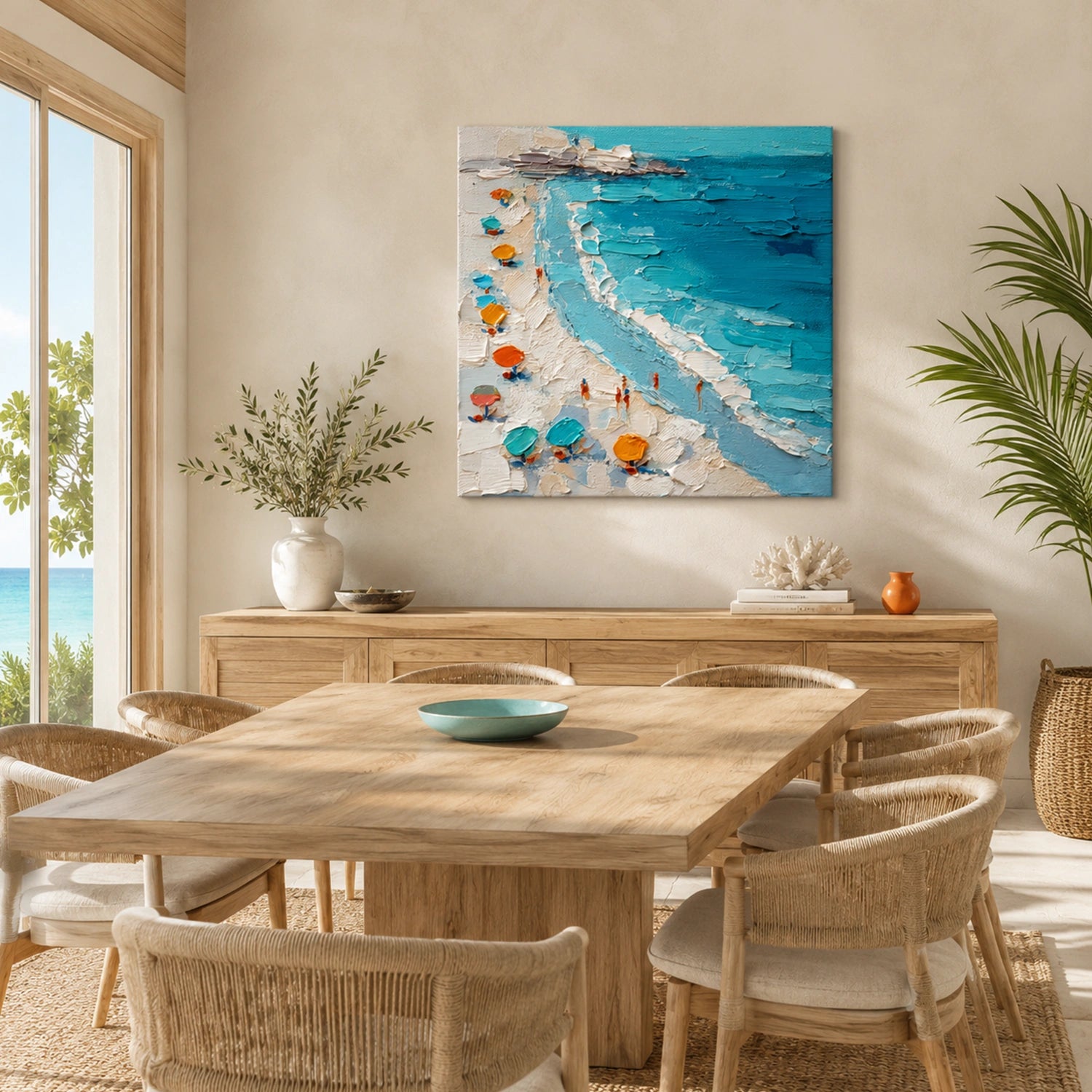 Sky And Ocean Abstract Textured Wall Art #SO419
