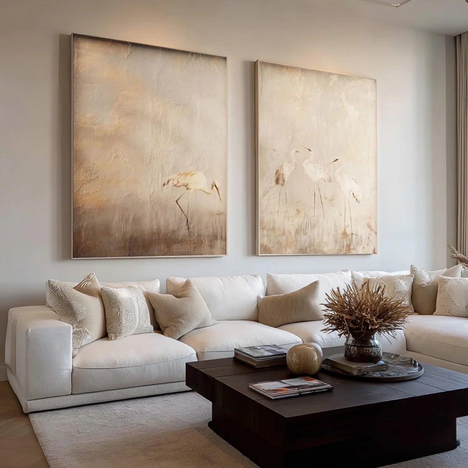 Abstract Animal Art Crane Wall Art Set of 2 #AT054