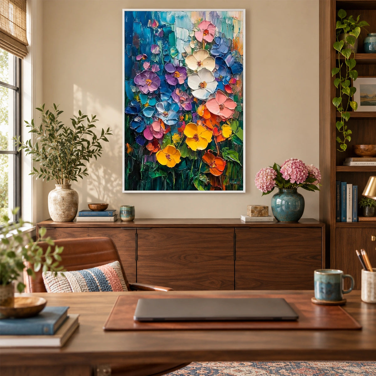 Tree And Flower Abstract Textured Wall Art #TF221