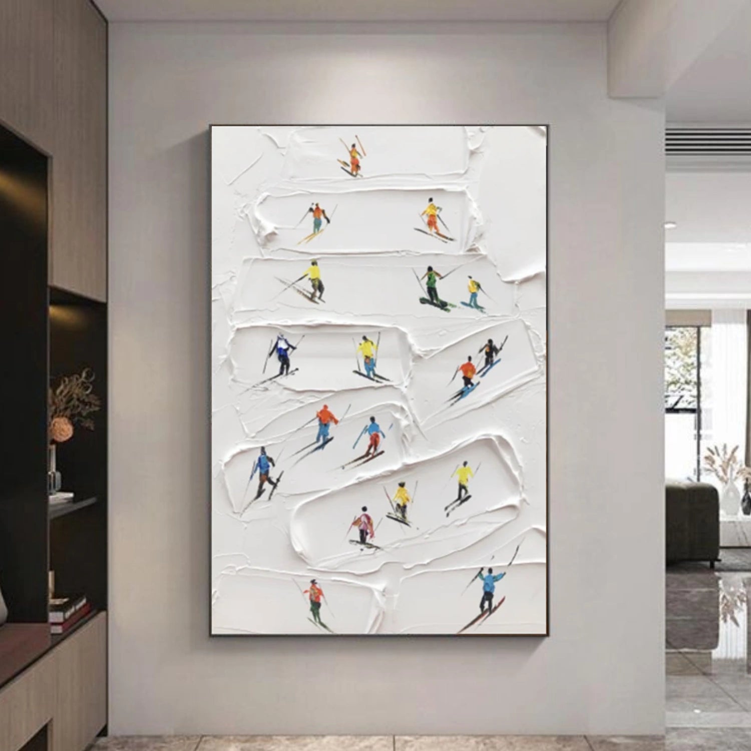 Skiing Sport Textured Wall Art #BA032