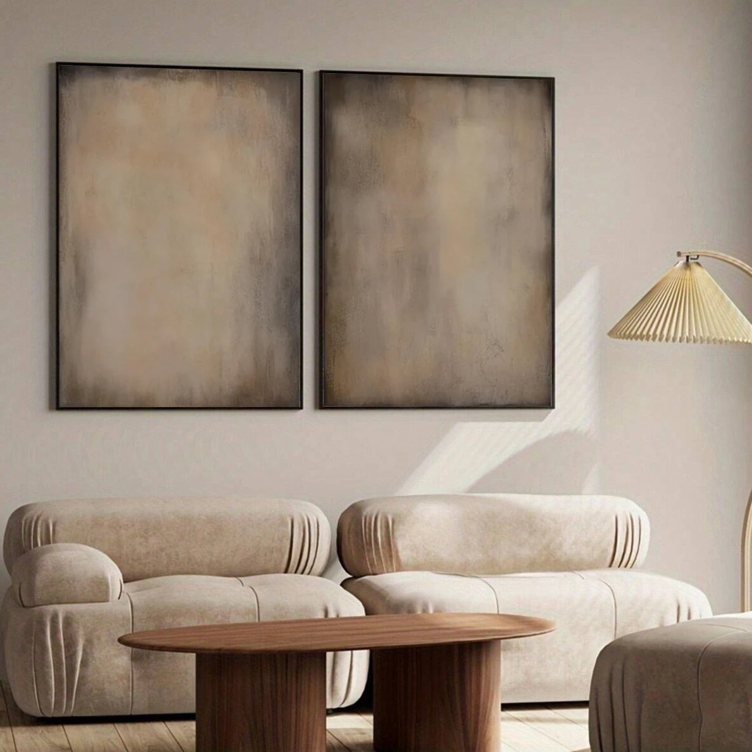 Beige and Brown Wabi Sabi Abstract Canvas Art Set of 2 #WA217