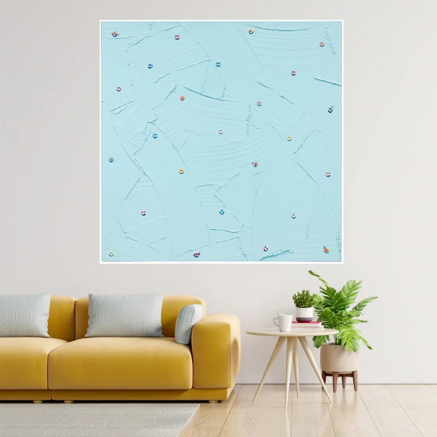 Blue Sky And Ocean Abstract Textured Wall Art #SO266