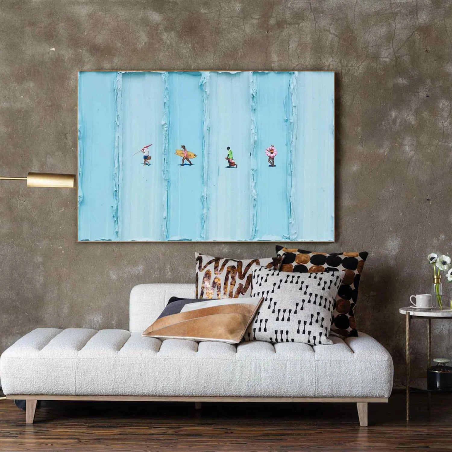 Blue Sky And Ocean Abstract Textured Wall Art #SO267