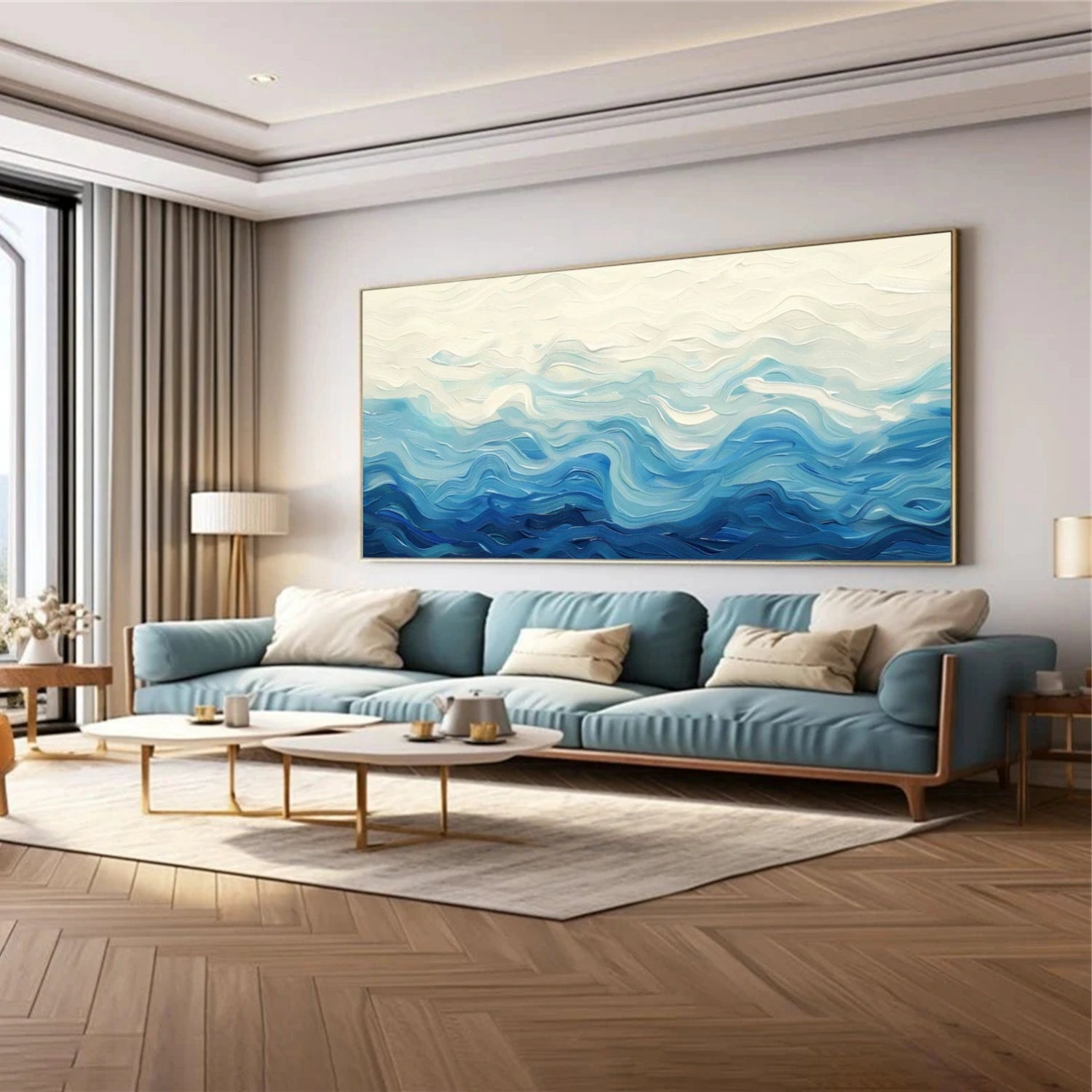 Sky And Ocean Abstract Textured Wall Art #SO285