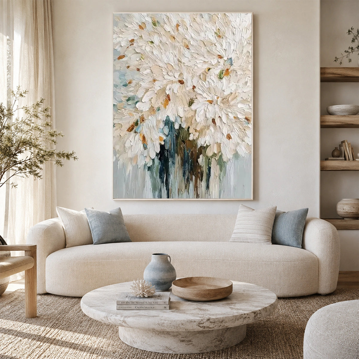 Tree And Flower Abstract Textured Wall Art #TF234