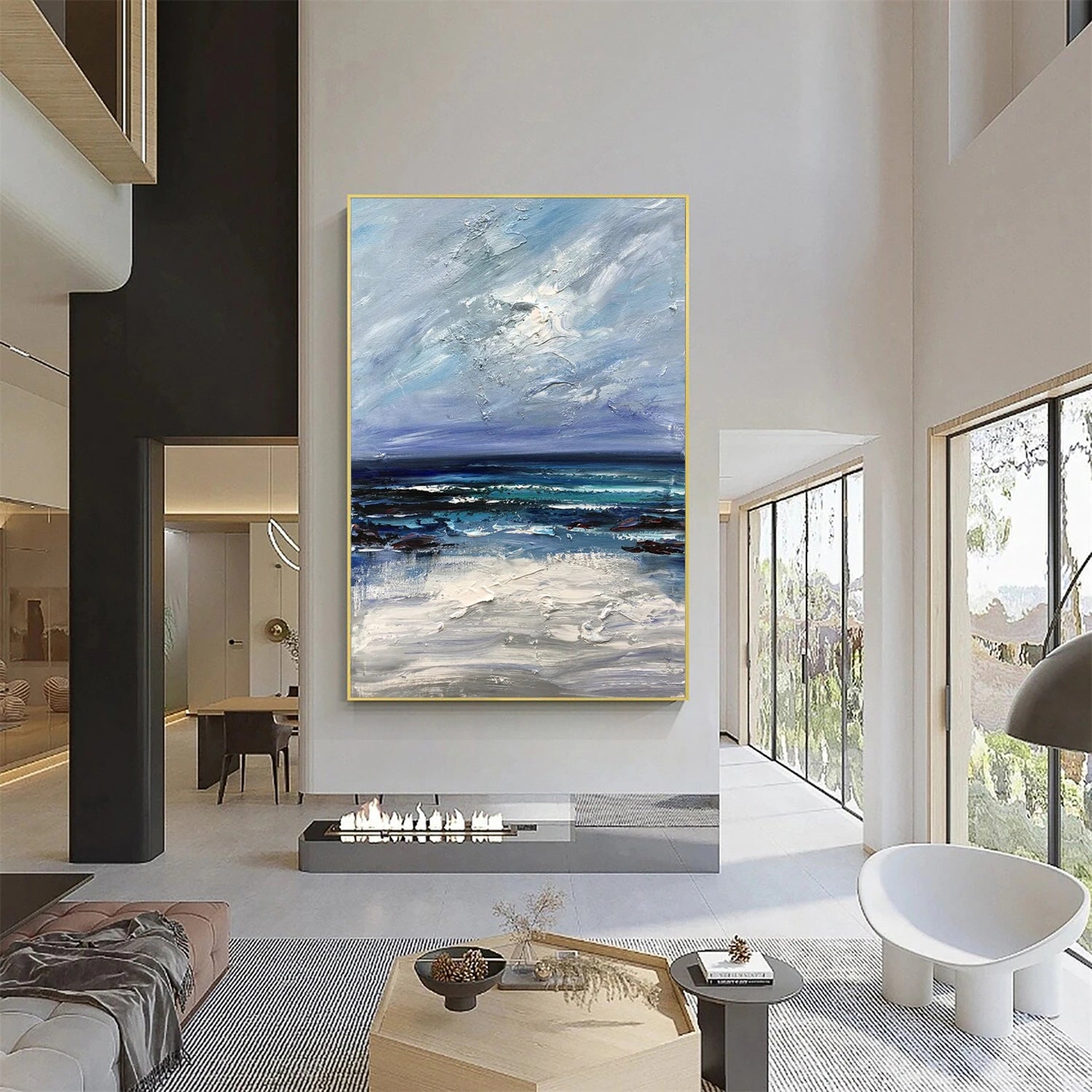 Sky And Ocean Abstract Textured Wall Art #SO253
