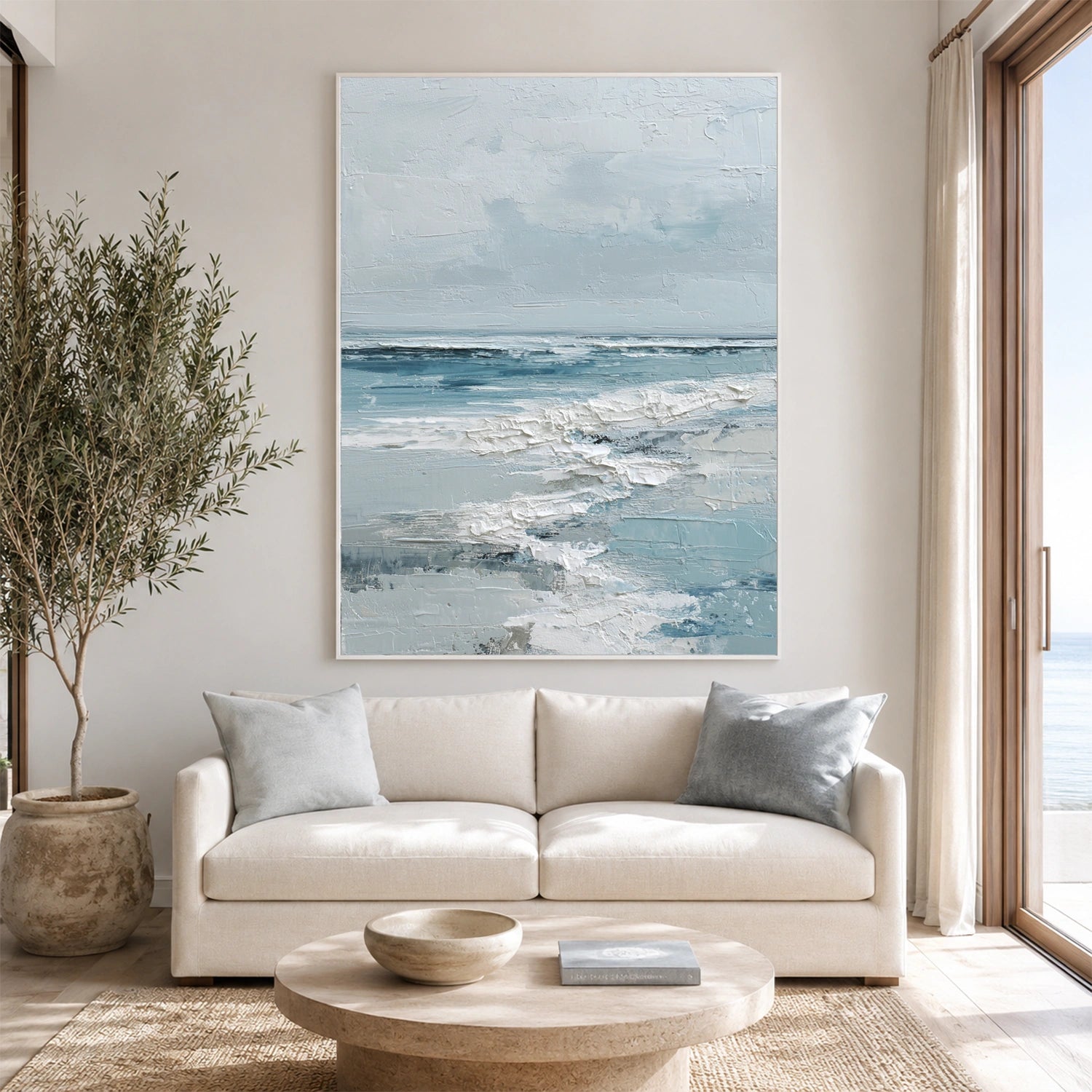 Sky And Ocean Abstract Textured Wall Art #SO442