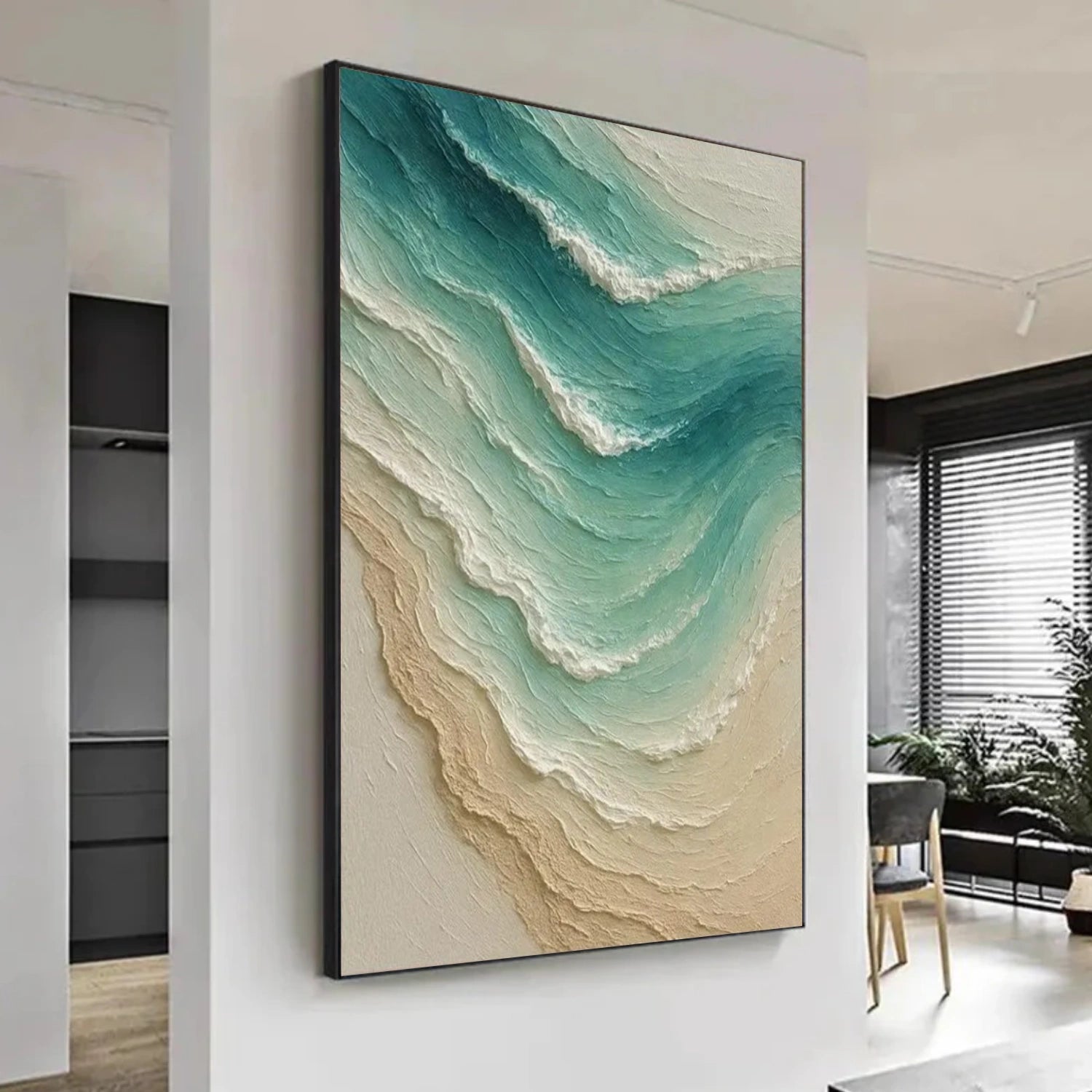 Sky And Ocean Abstract Textured Wall Art #SO355