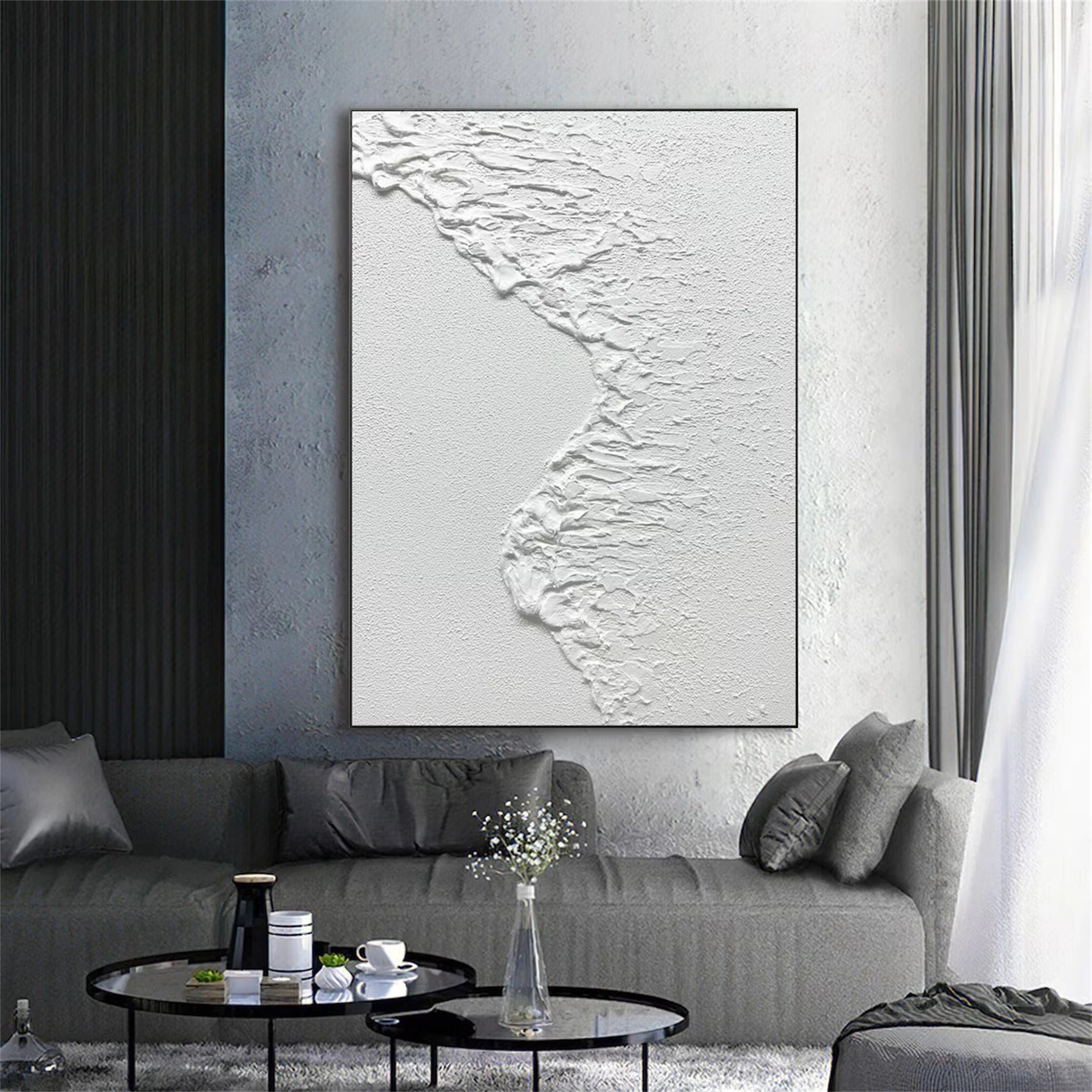 White Textured Minimalist Wall Art #WT094