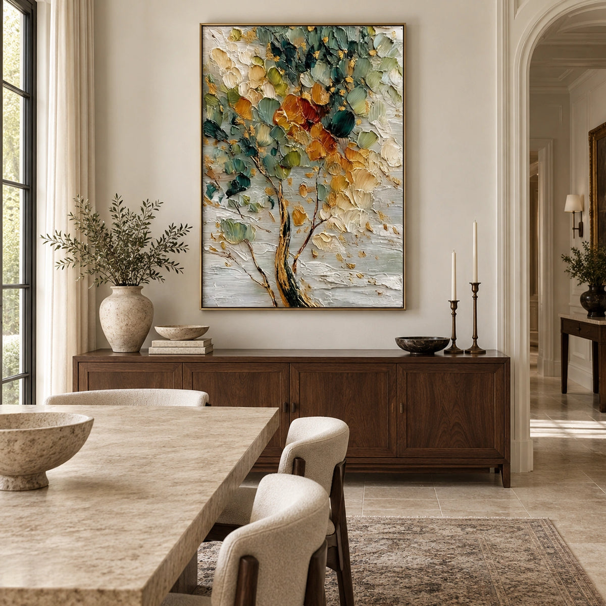 Tree And Flower Abstract Textured Wall Art #TF225