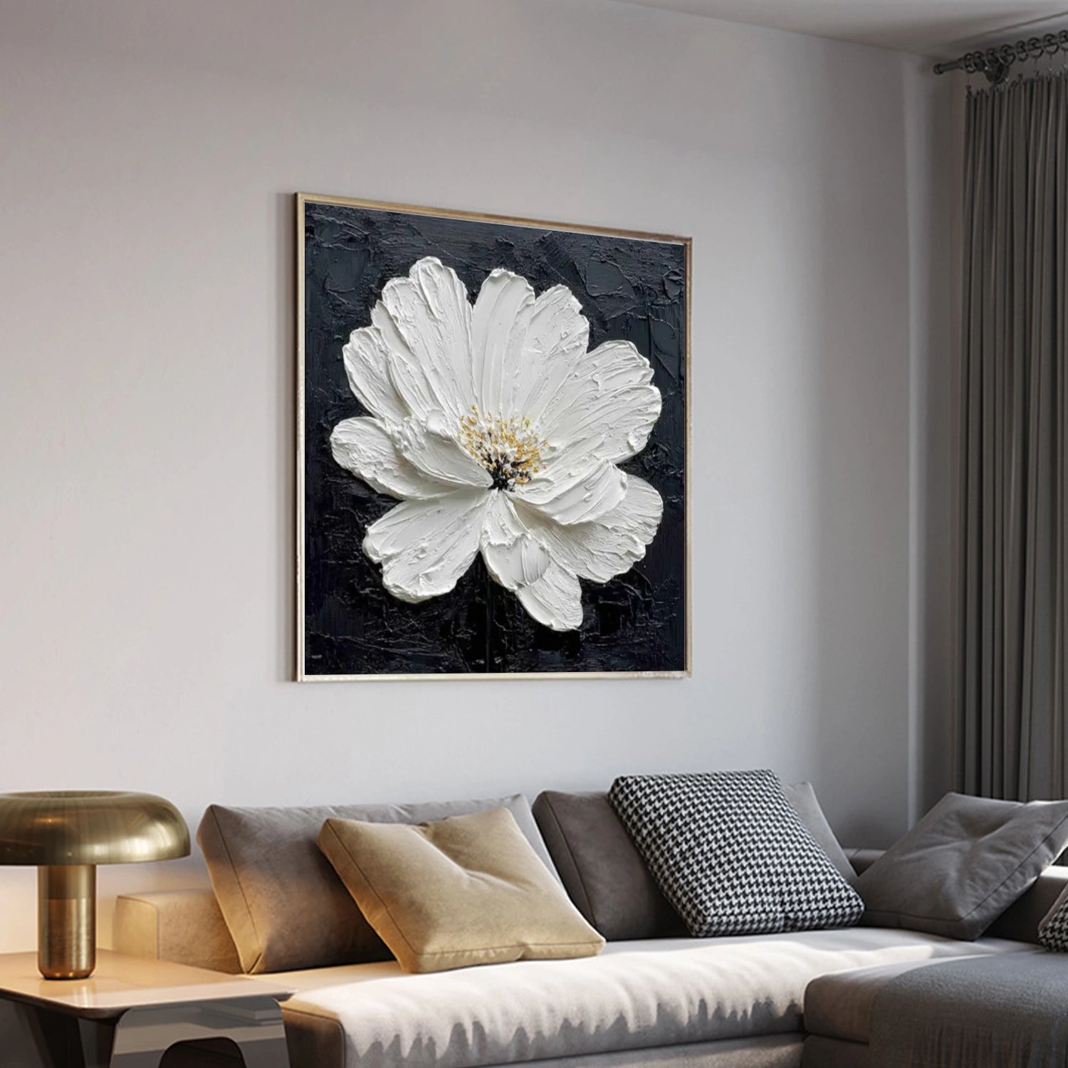 Black and White Tree And Flower Abstract Textured Wall Art #TF143